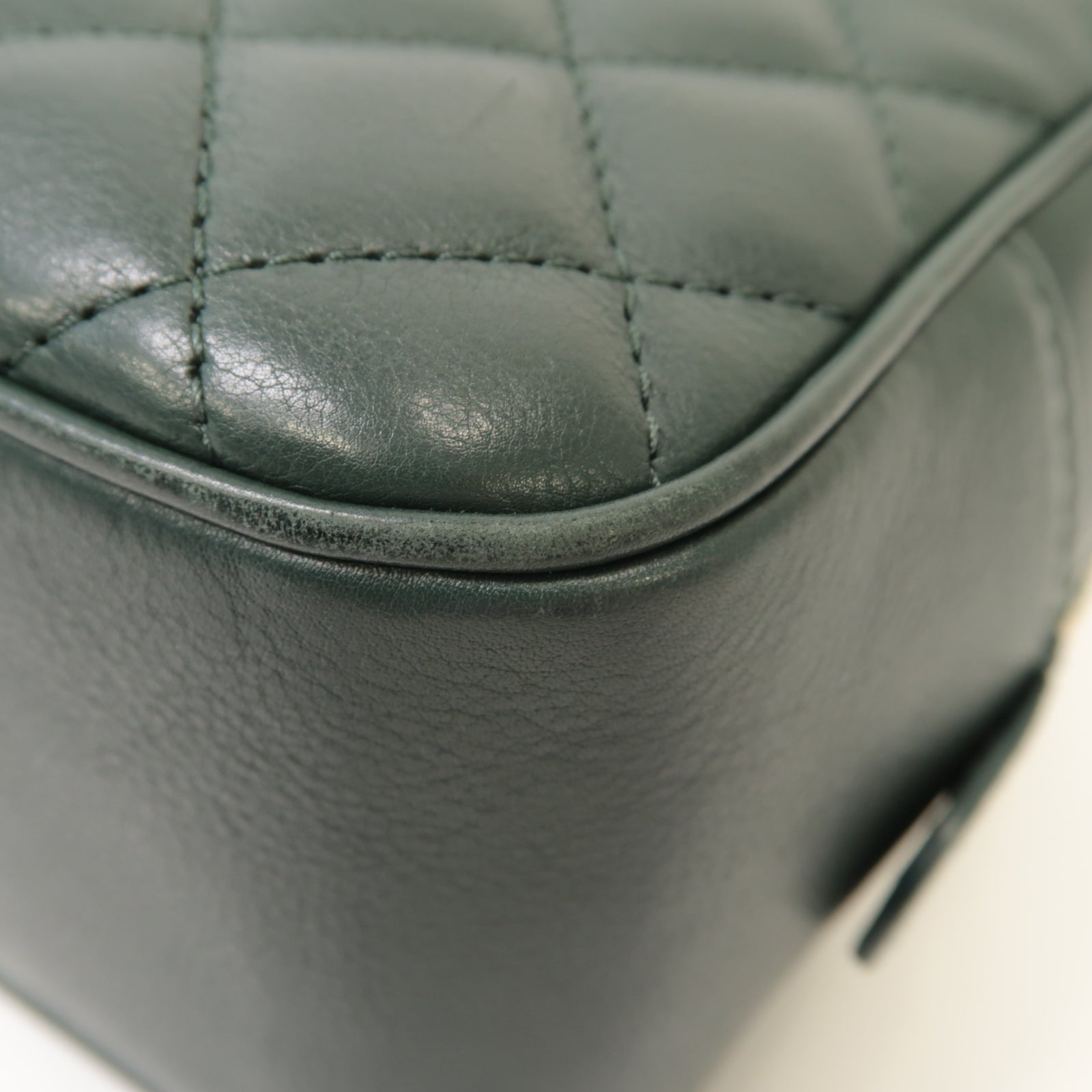 CHANEL 【激減優惠】菱格牛皮皮革2way Shoulder Bag金扣手挽肩背兩用袋綠色