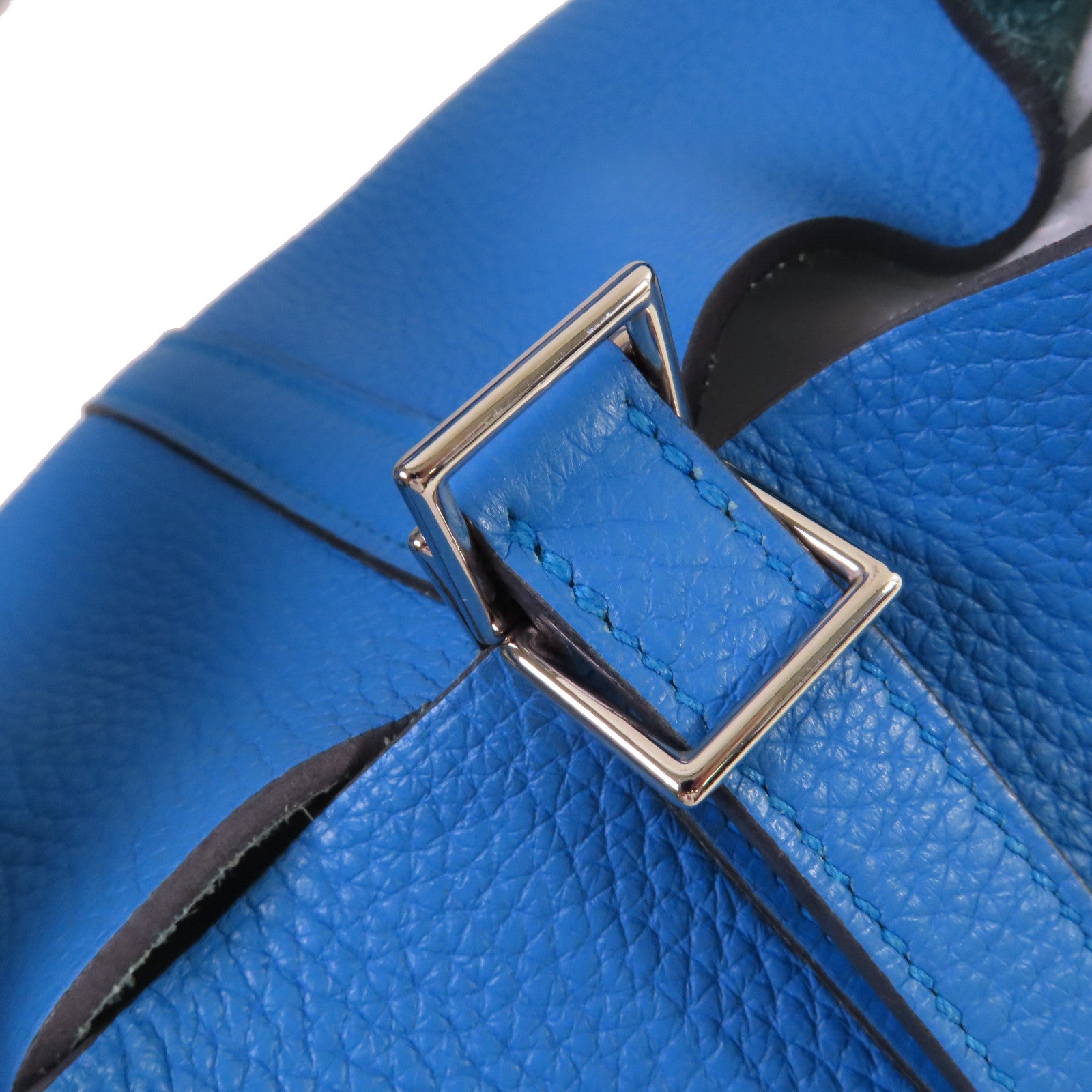 HERMES Clemence皮革Picotin MM Tote Bag銀扣手挽袋Bleu Zanzibar坦桑尼亞藍色