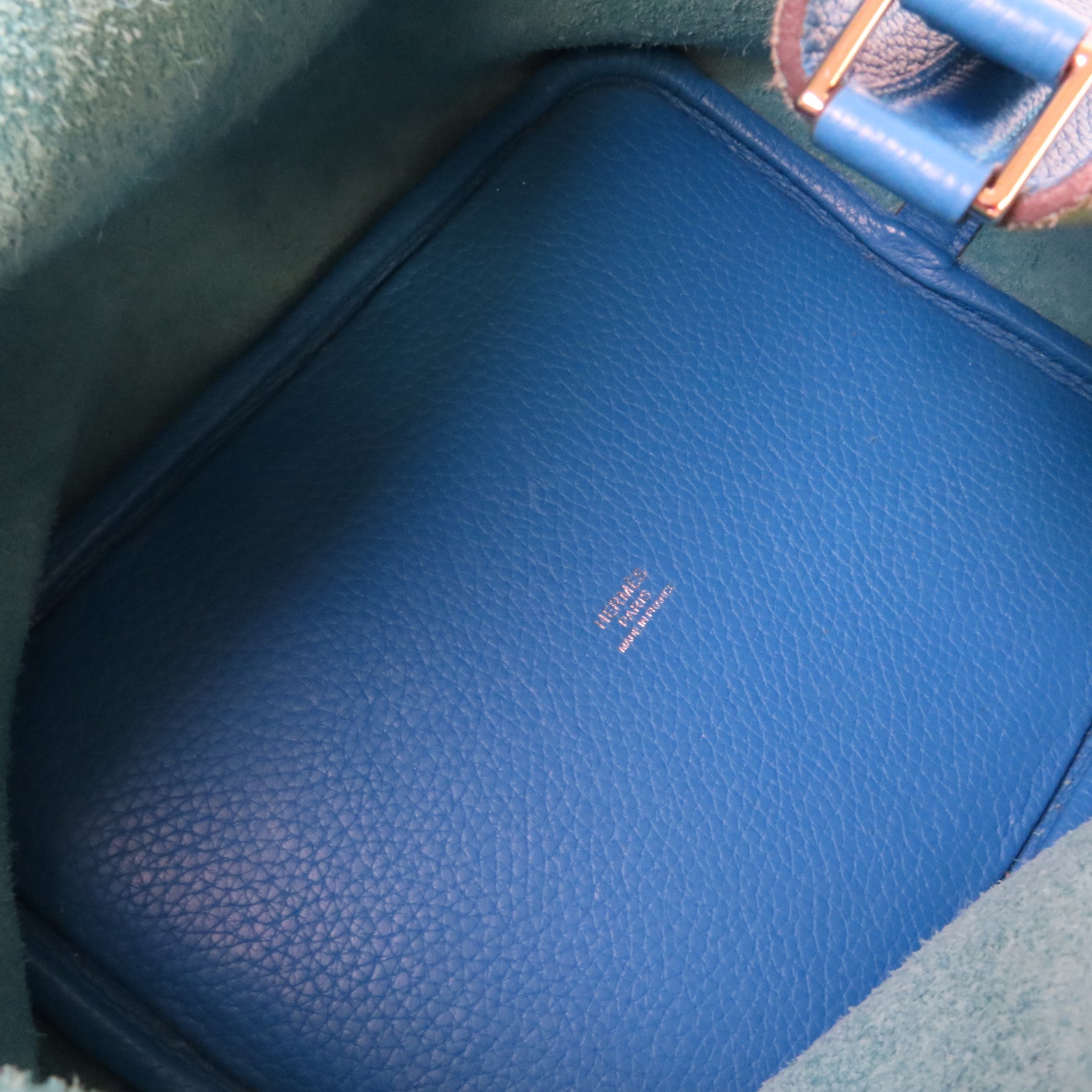 HERMES Clemence皮革Picotin MM Tote Bag銀扣手挽袋Bleu Zanzibar坦桑尼亞藍色