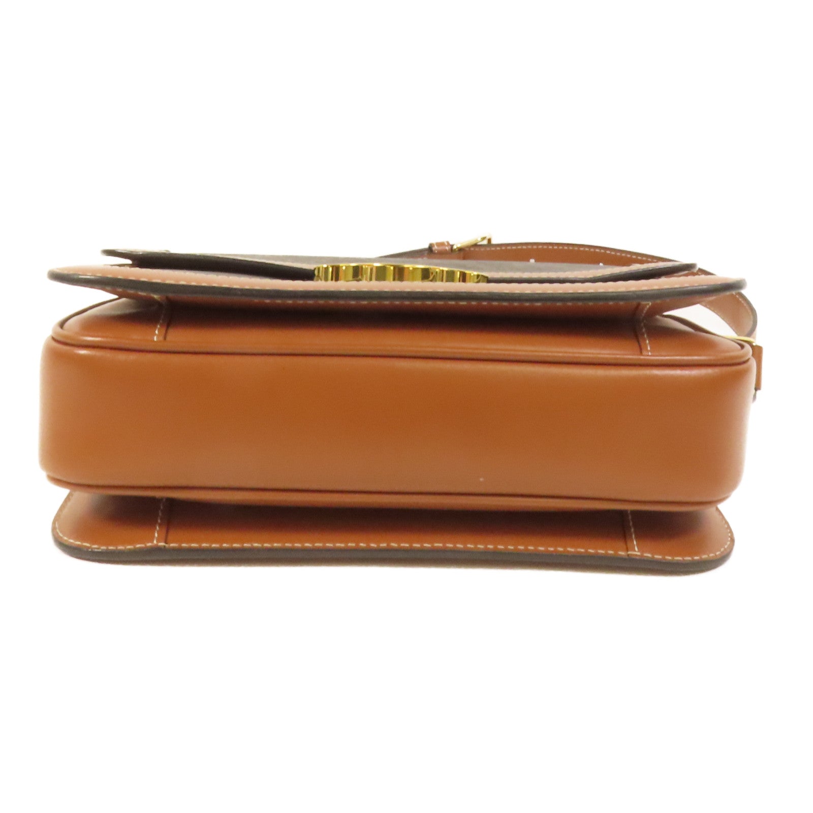 CELINE 塗層帆布/牛皮皮革Classique Triomphe Bag金扣肩背袋