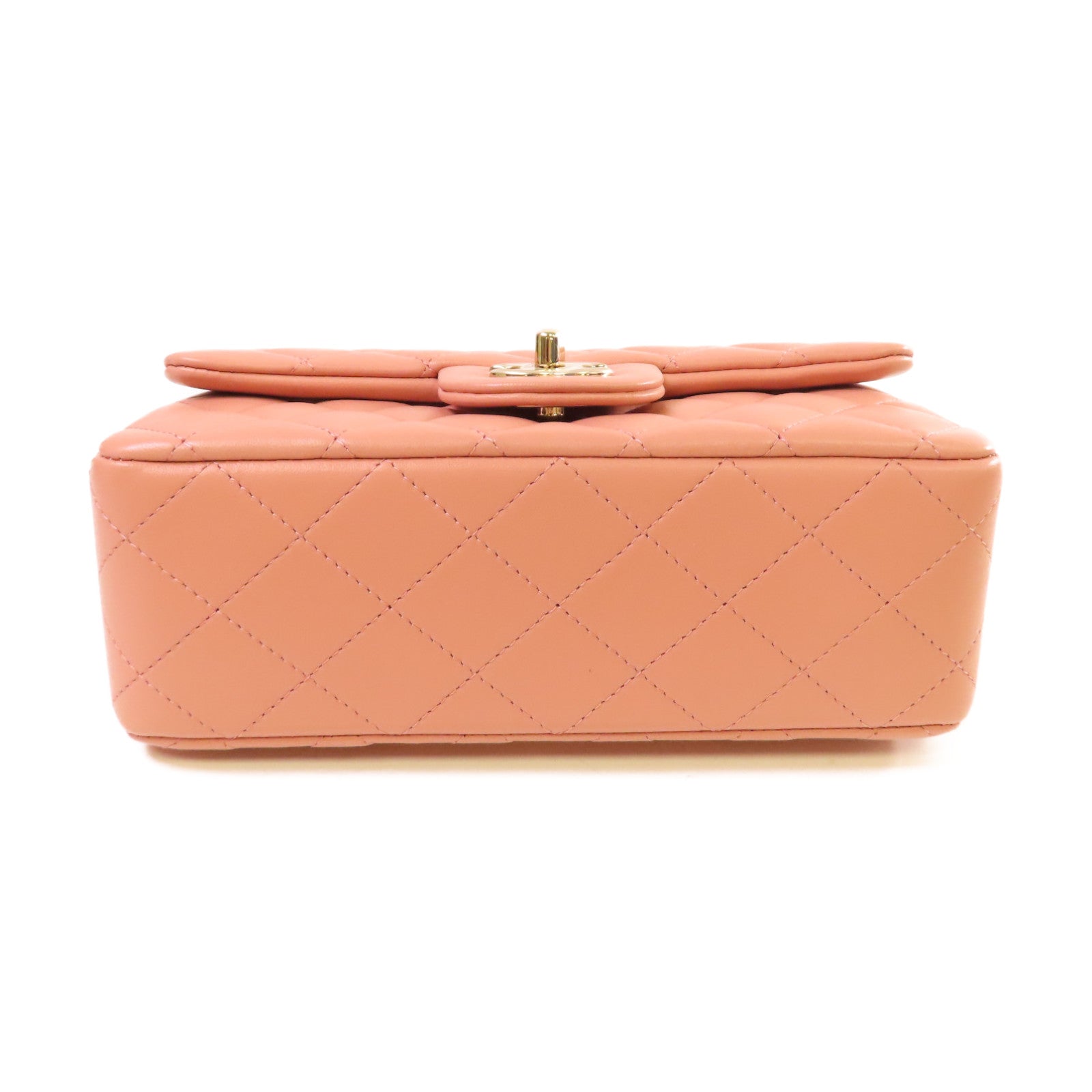 CHANEL 【激減優惠】菱格牛皮皮革Mini Flap Bag With Handle 2Way Shoulder Bag金扣鏈帶手挽肩背兩用袋粉紅色