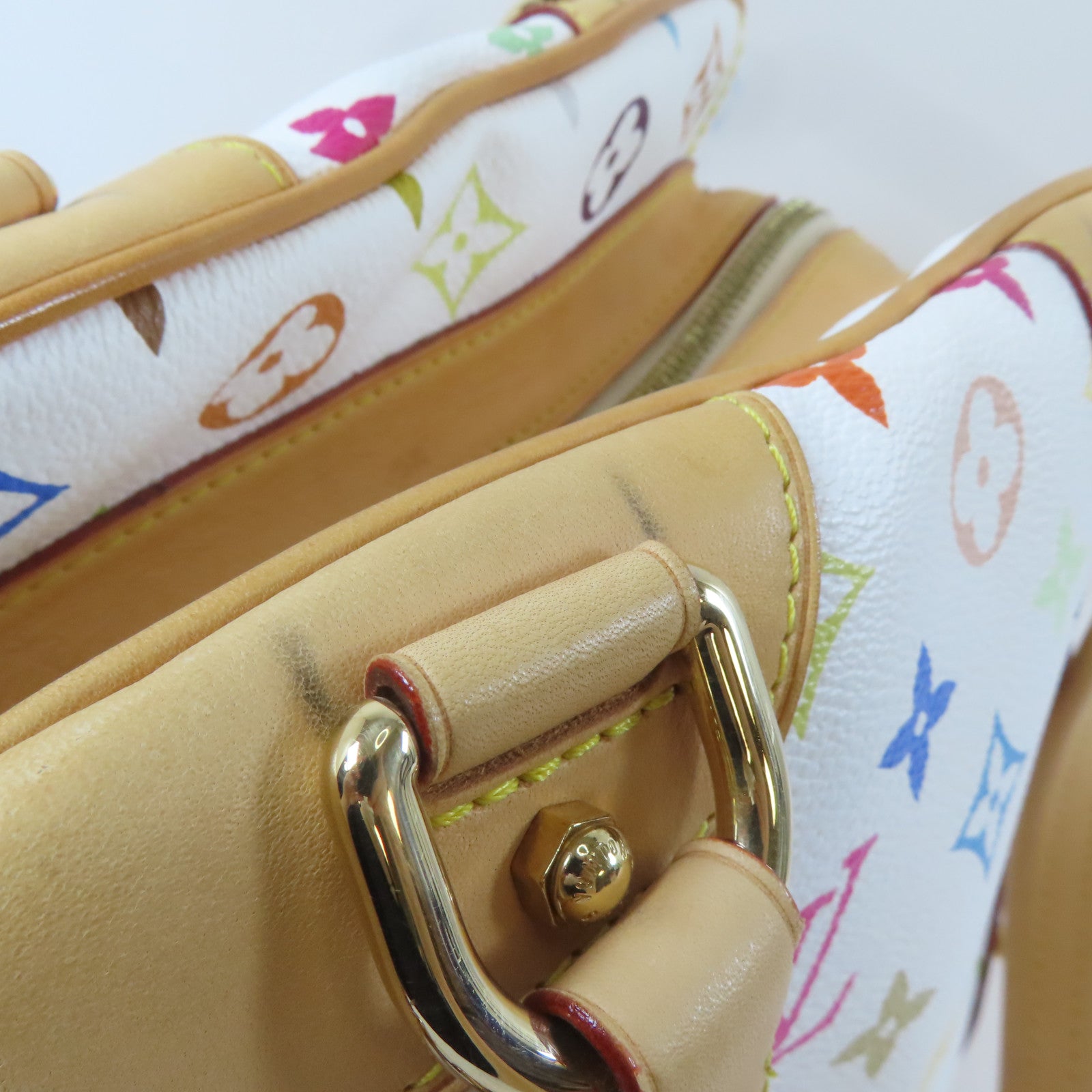 LOUIS VUITTON Monogram Multicolore Claudia金扣肩背袋白色/彩色