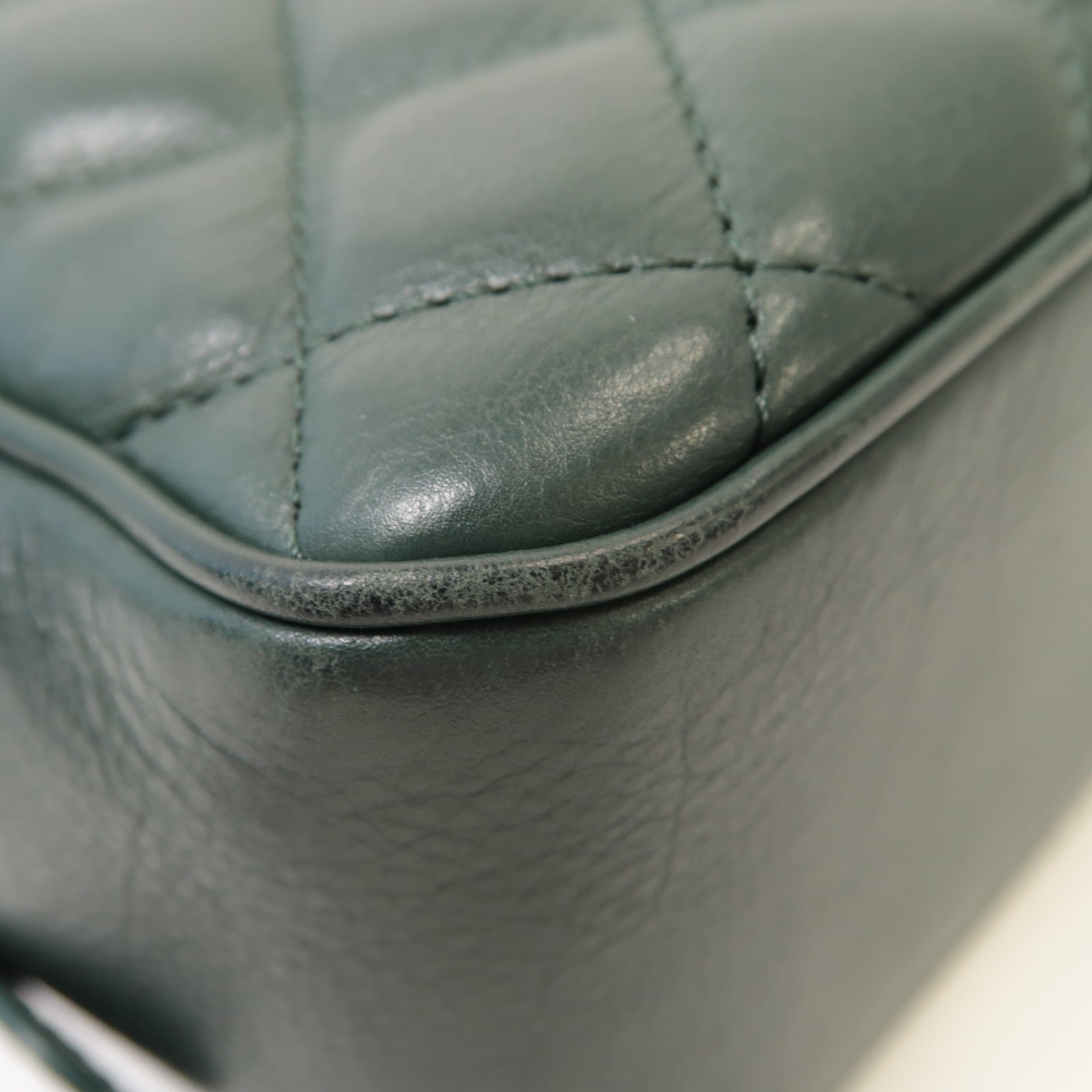 CHANEL 【激減優惠】菱格牛皮皮革2way Shoulder Bag金扣手挽肩背兩用袋綠色