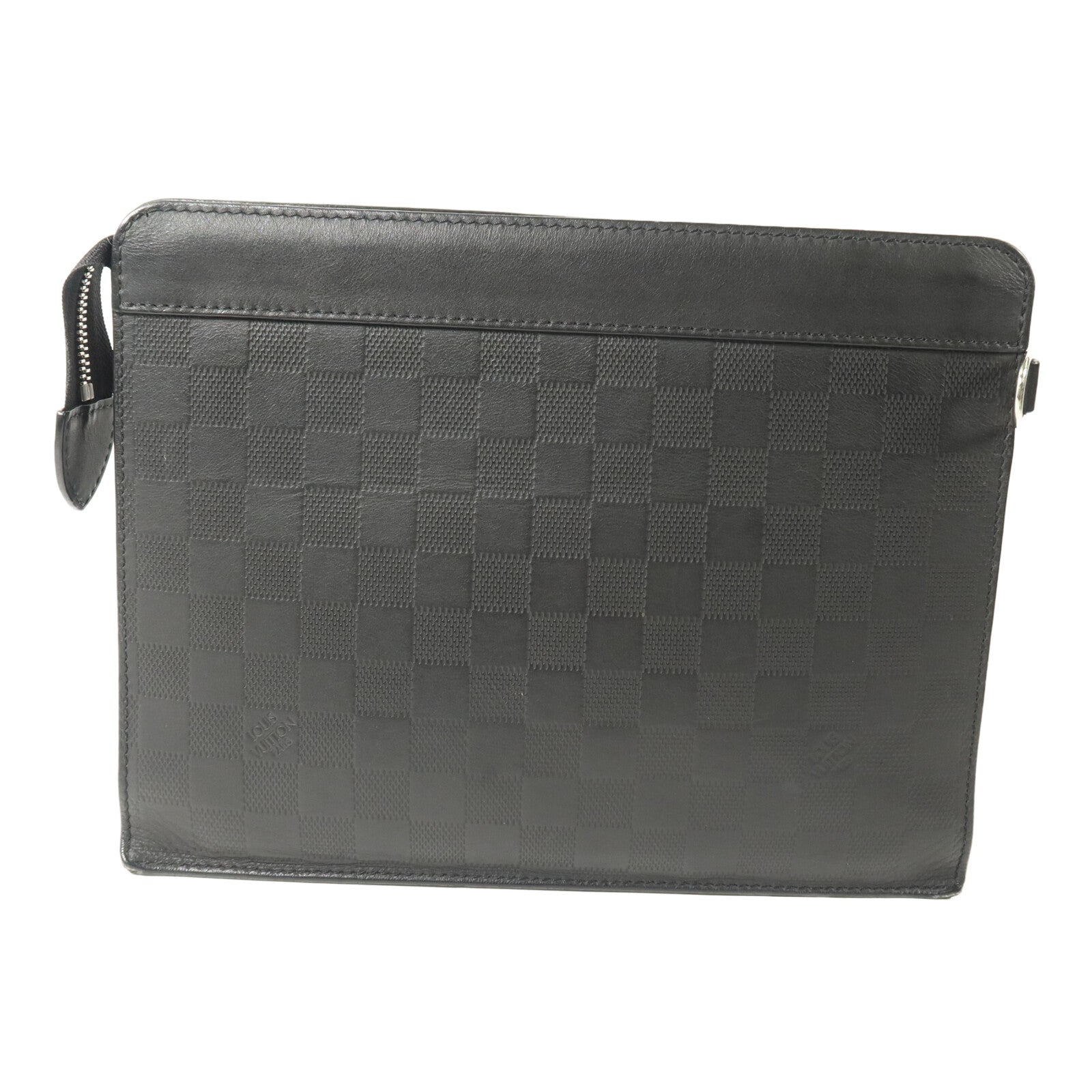 LOUIS VUITTON Damier Infini Stand Pouch銀扣手拿包