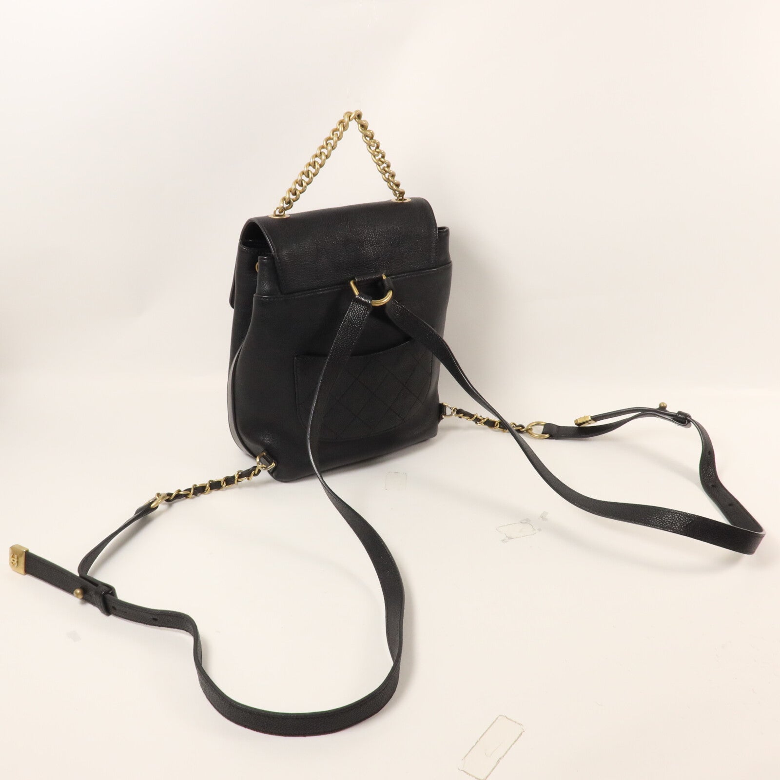 CHANEL 牛皮皮革Backpack鏈帶背包