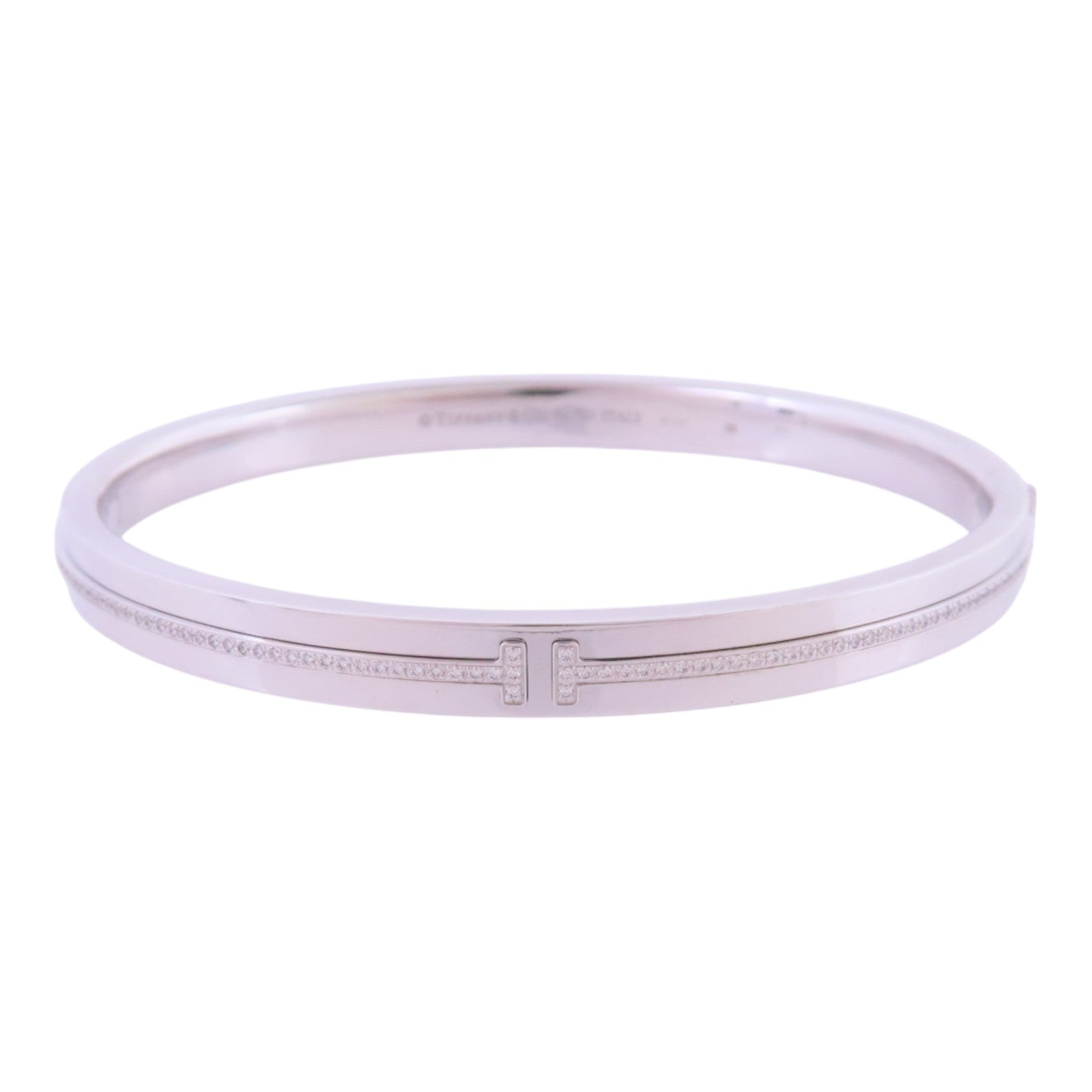 TIFFANY¡®CO Diamond Hinged Bangle Bracelet 18K White Gold