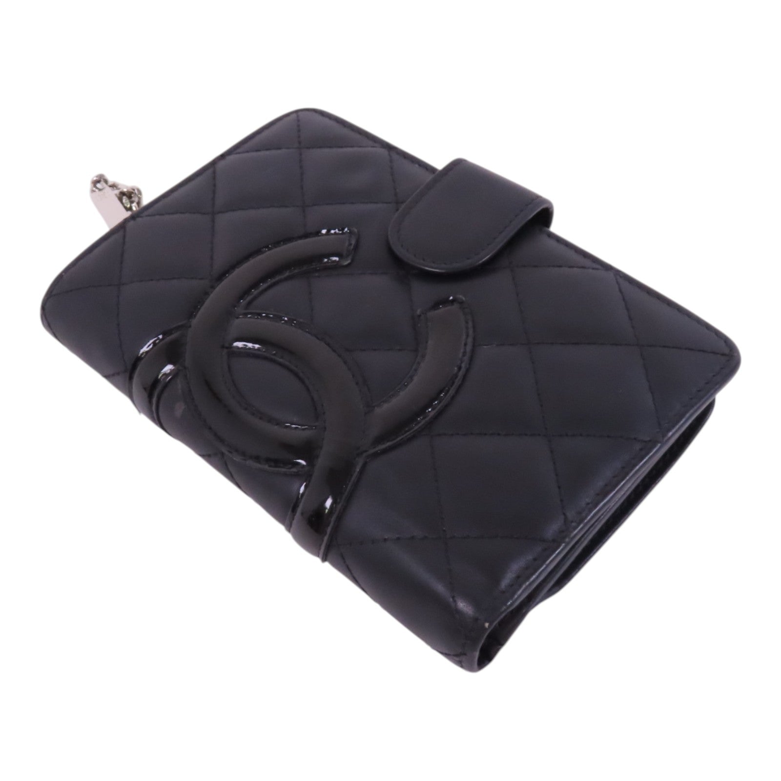 CHANEL 牛皮皮革Cambon Wallet銀扣短錢包
