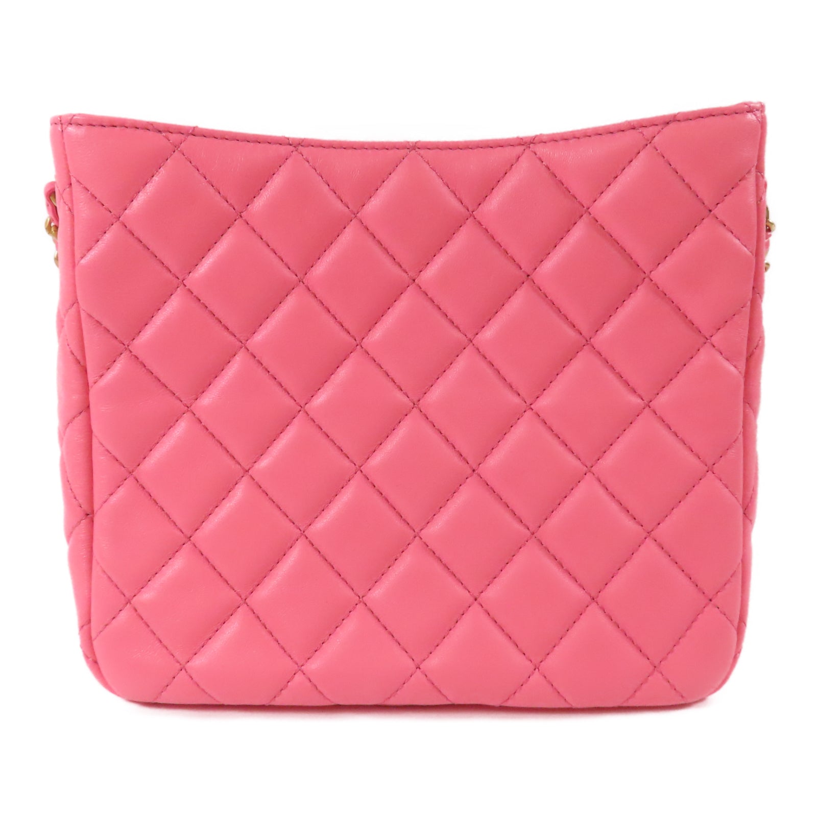 CHANEL 【激減優惠】菱格羊皮皮革Chain Shoulder金扣鏈帶肩背袋粉紅色