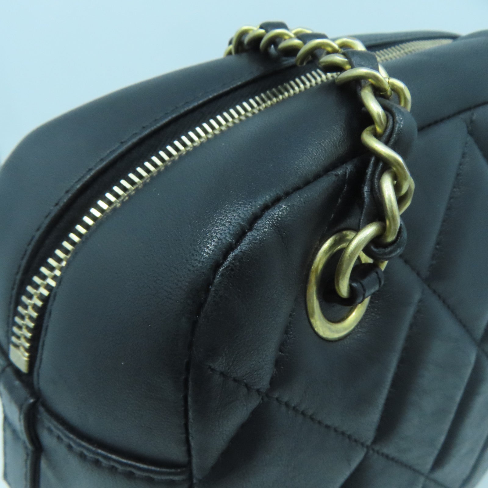 CHANEL 【激減優惠】菱格羊皮皮革Chain Shoulder金扣鏈帶肩背袋黑色