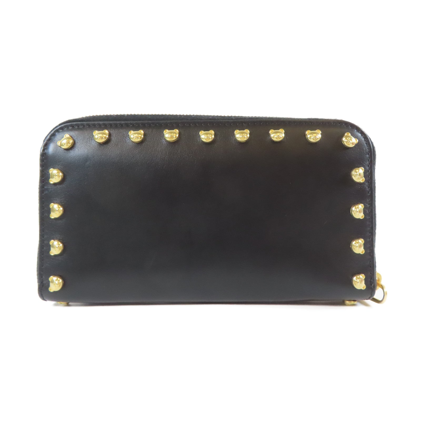 MOSCHINO 牛皮皮革Long wallet金扣長錢包黑色
