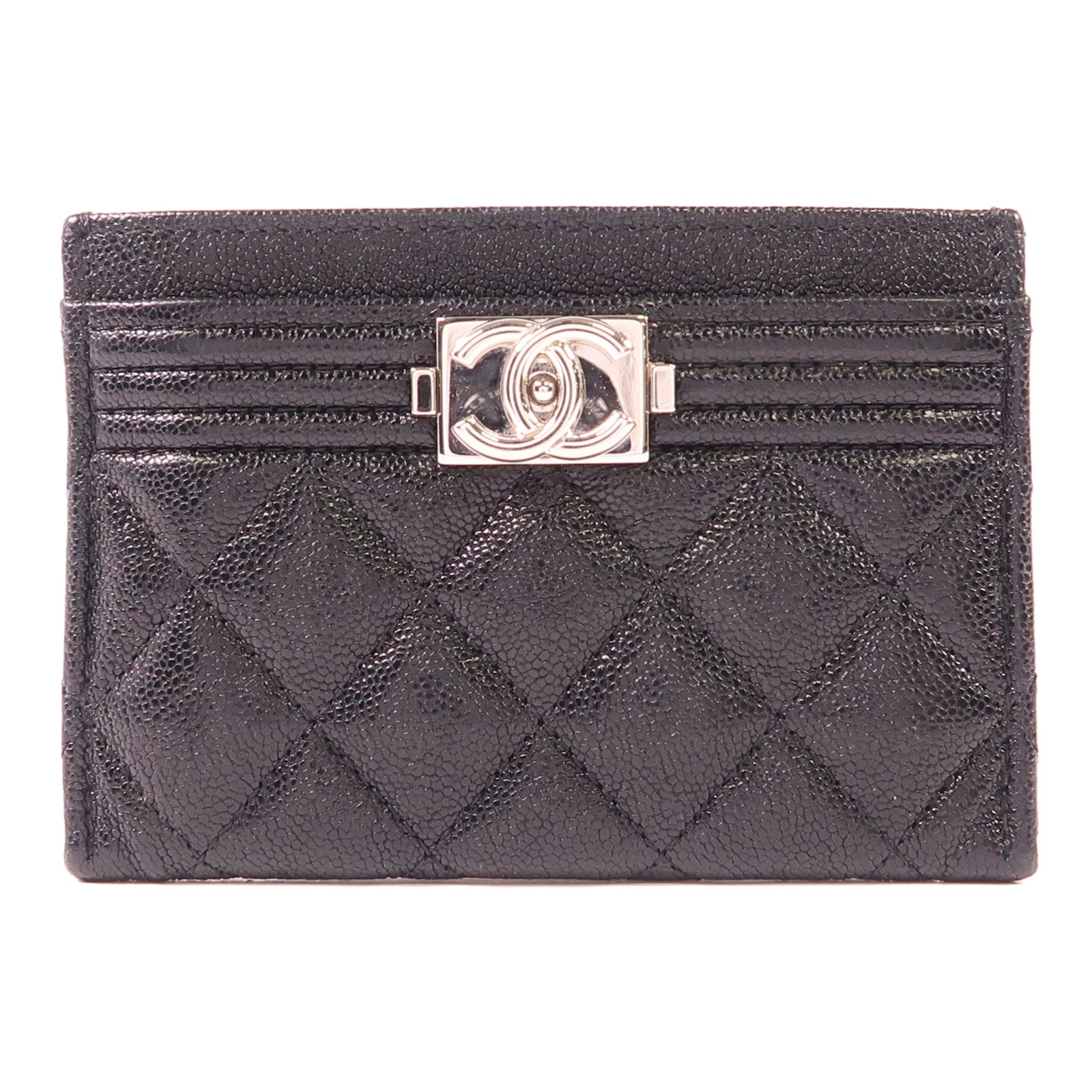 CHANEL 牛皮皮革Card Case銀扣卡片套
