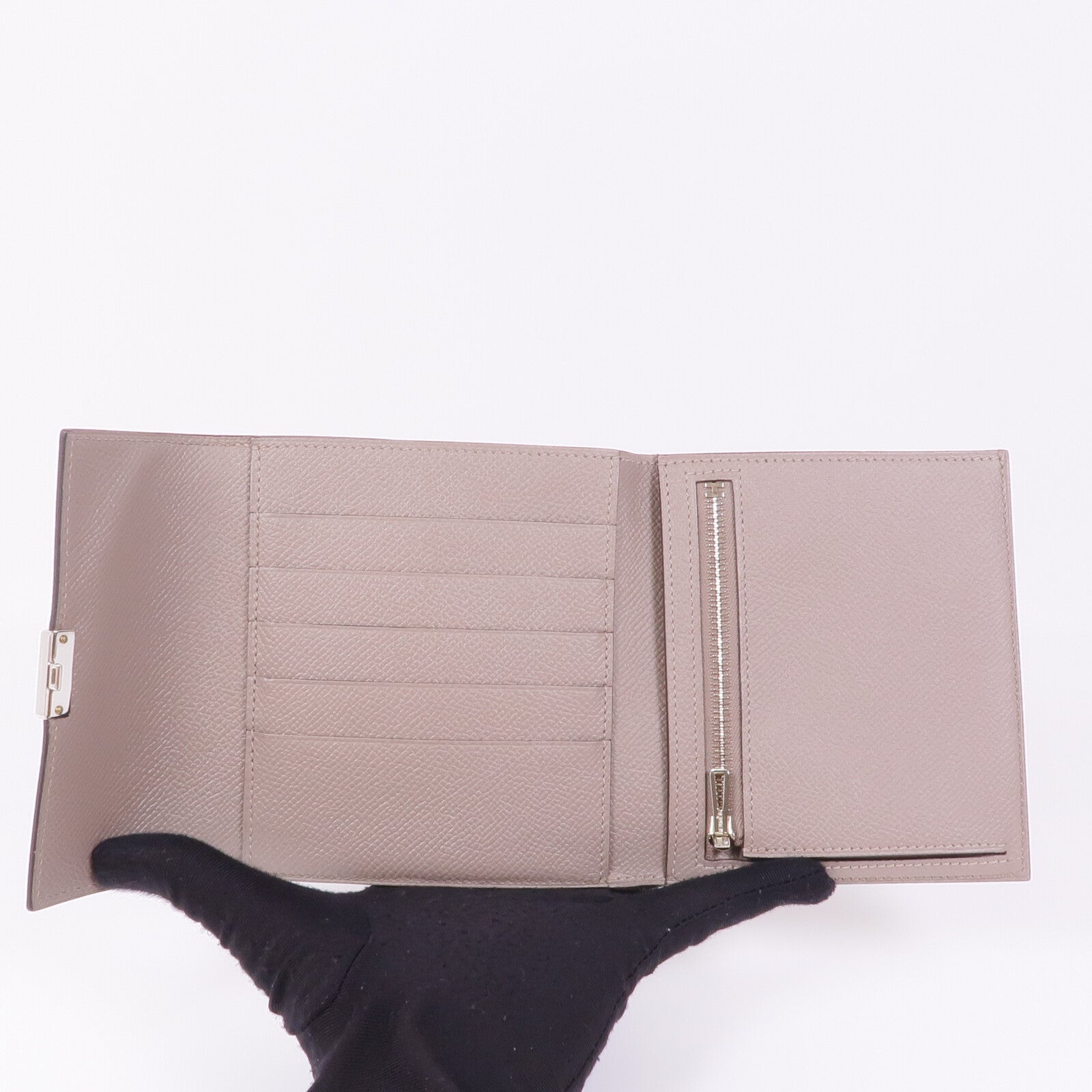 HERMES Epsom皮革Clic Wallet銀扣錢包Etoupe