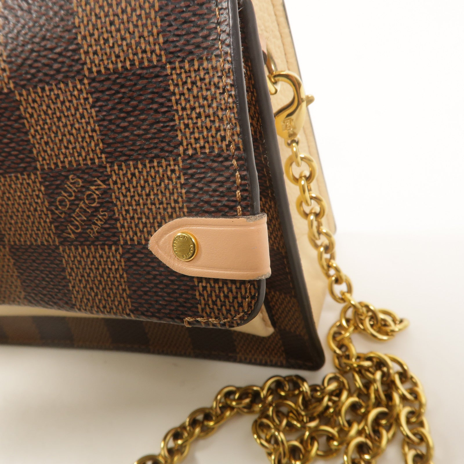 LOUIS VUITTON Damier Vavin Chain Wallet金扣鏈帶肩背袋