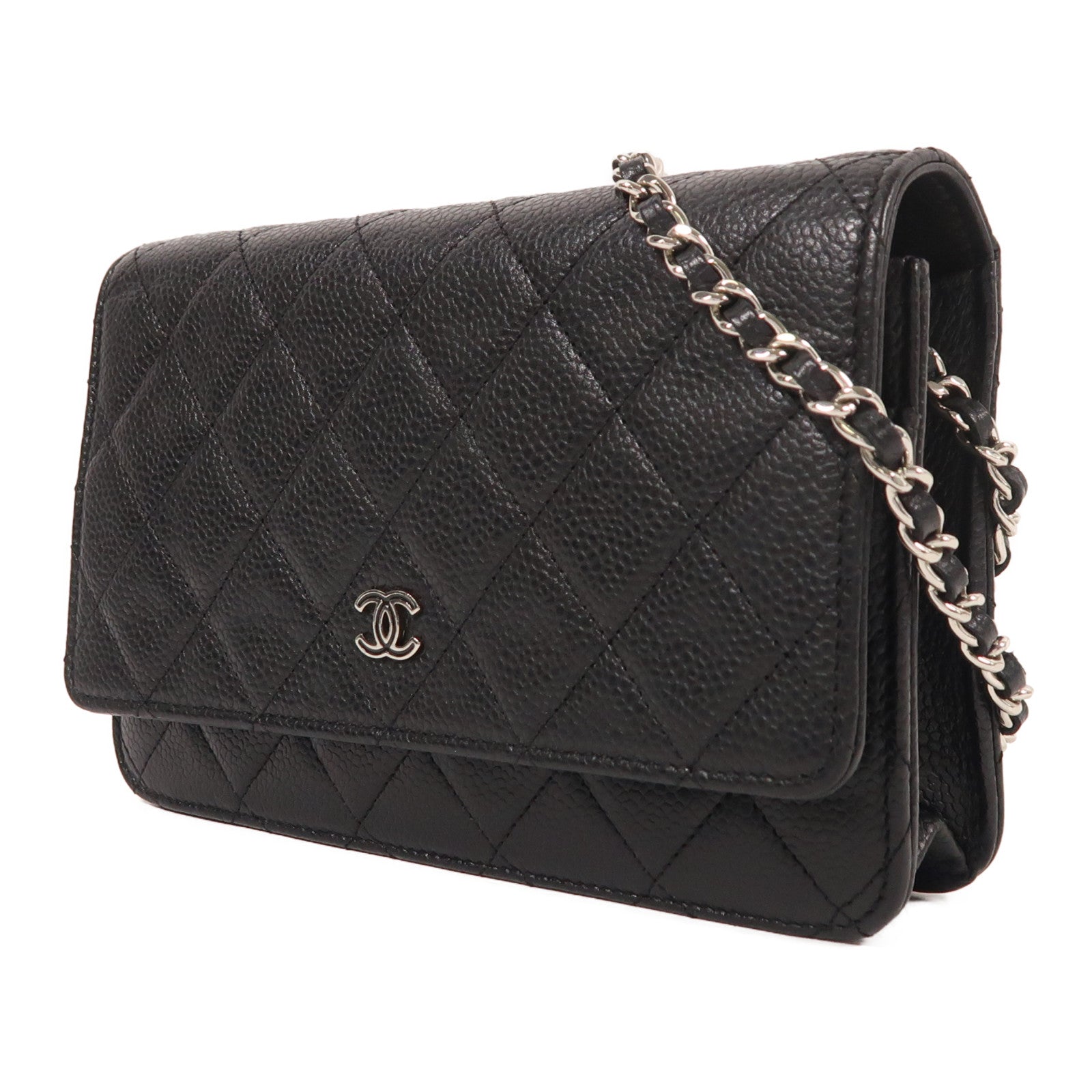 CHANEL 牛皮皮革WOC Wallet On Chain銀扣鏈帶肩背袋