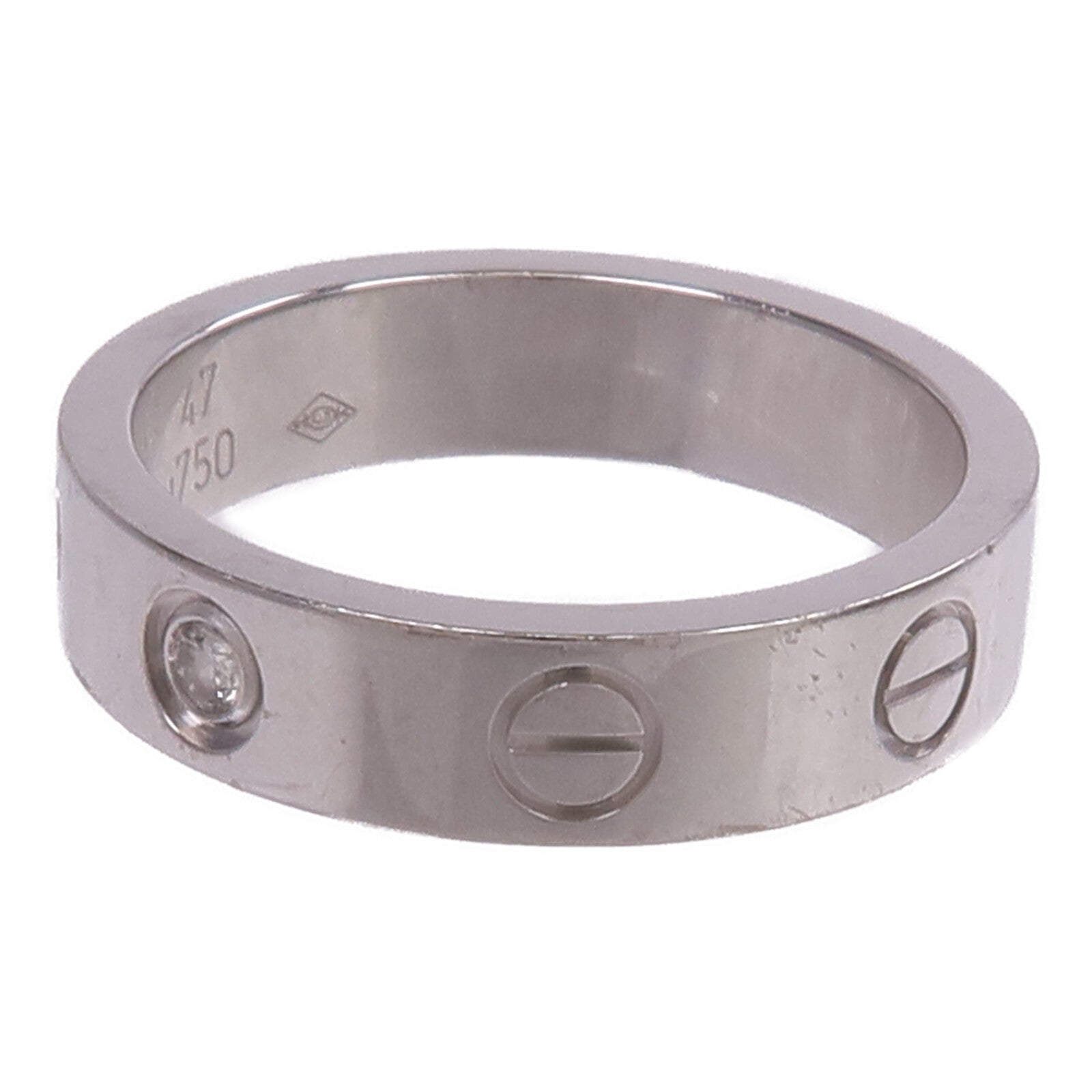CARTIER 【激減優惠】18K白金Mini Love Ring鑽石戒指Cartier#47/US#4.25