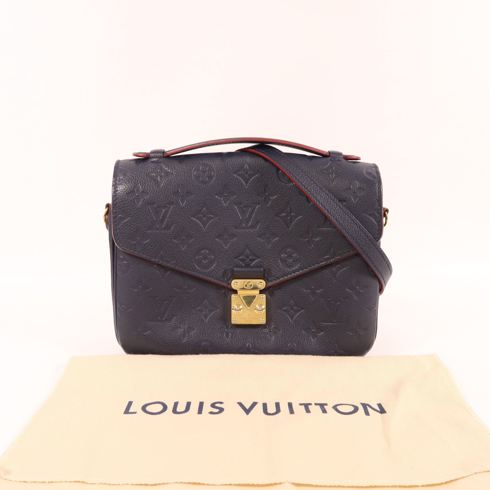 LOUIS VUITTON 【激減優惠】Monogram Empreinte Pochette Metis金扣手挽肩背兩用袋深藍色