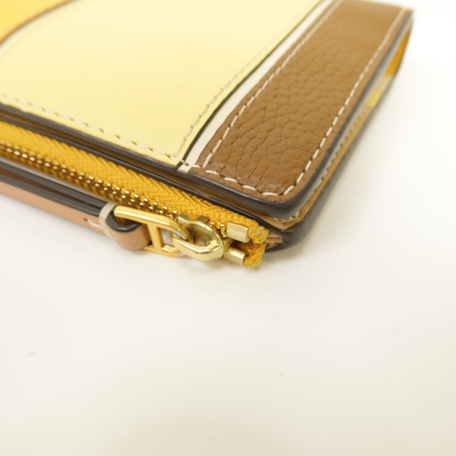 Tory Burch 【激減優惠】牛皮皮革Wallet金扣長錢包黃色