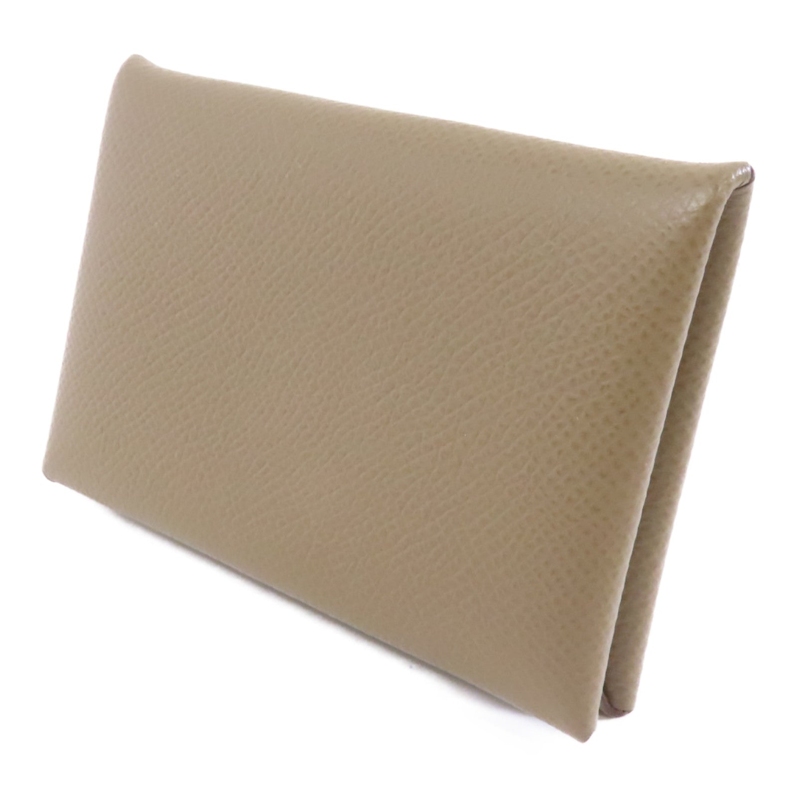 HERMES Epsom皮革Calvi Card Holder銀扣卡片套灰色