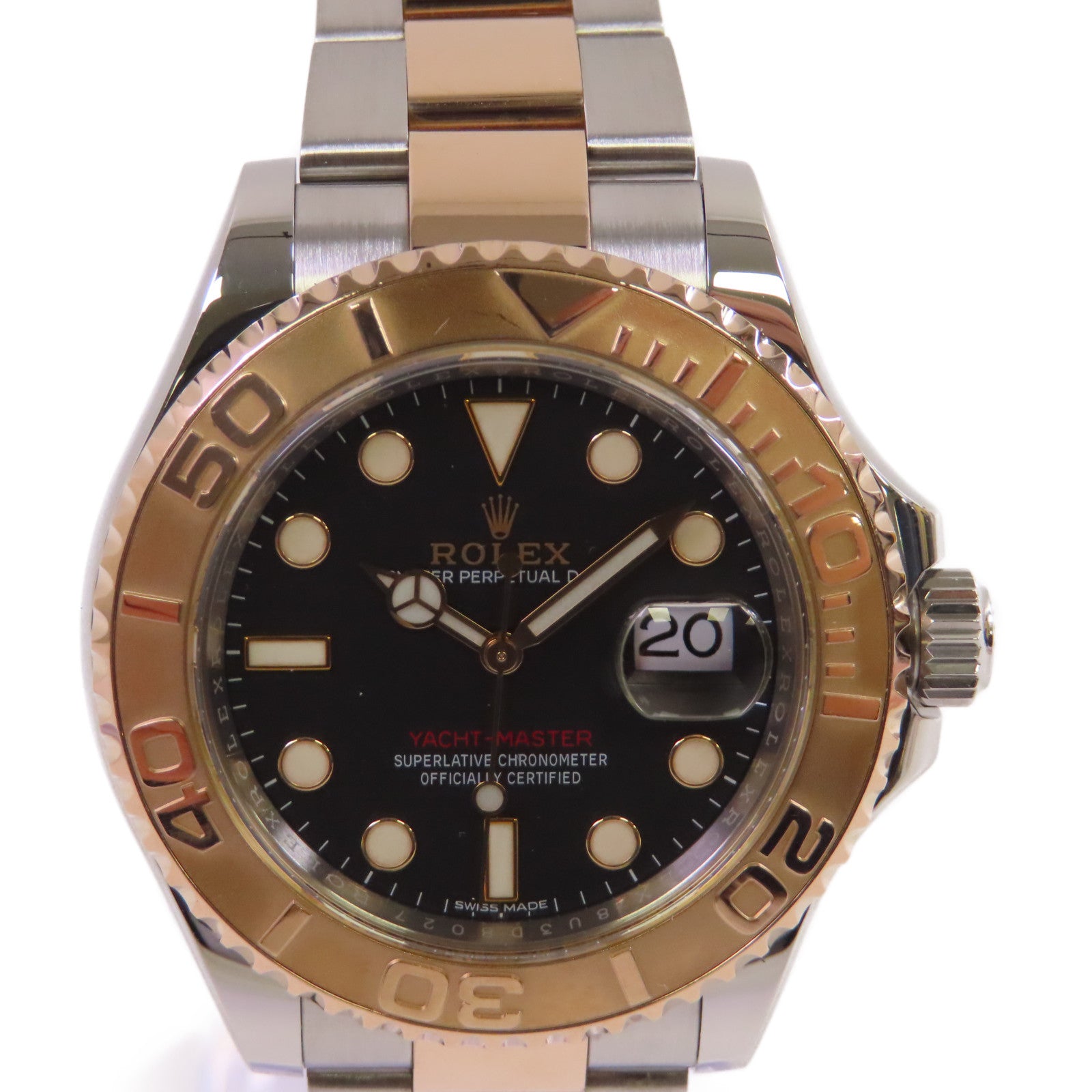 ROLEX Yacht Master Watch不鏽鋼/18K玫瑰金自動機芯手錶黑色
