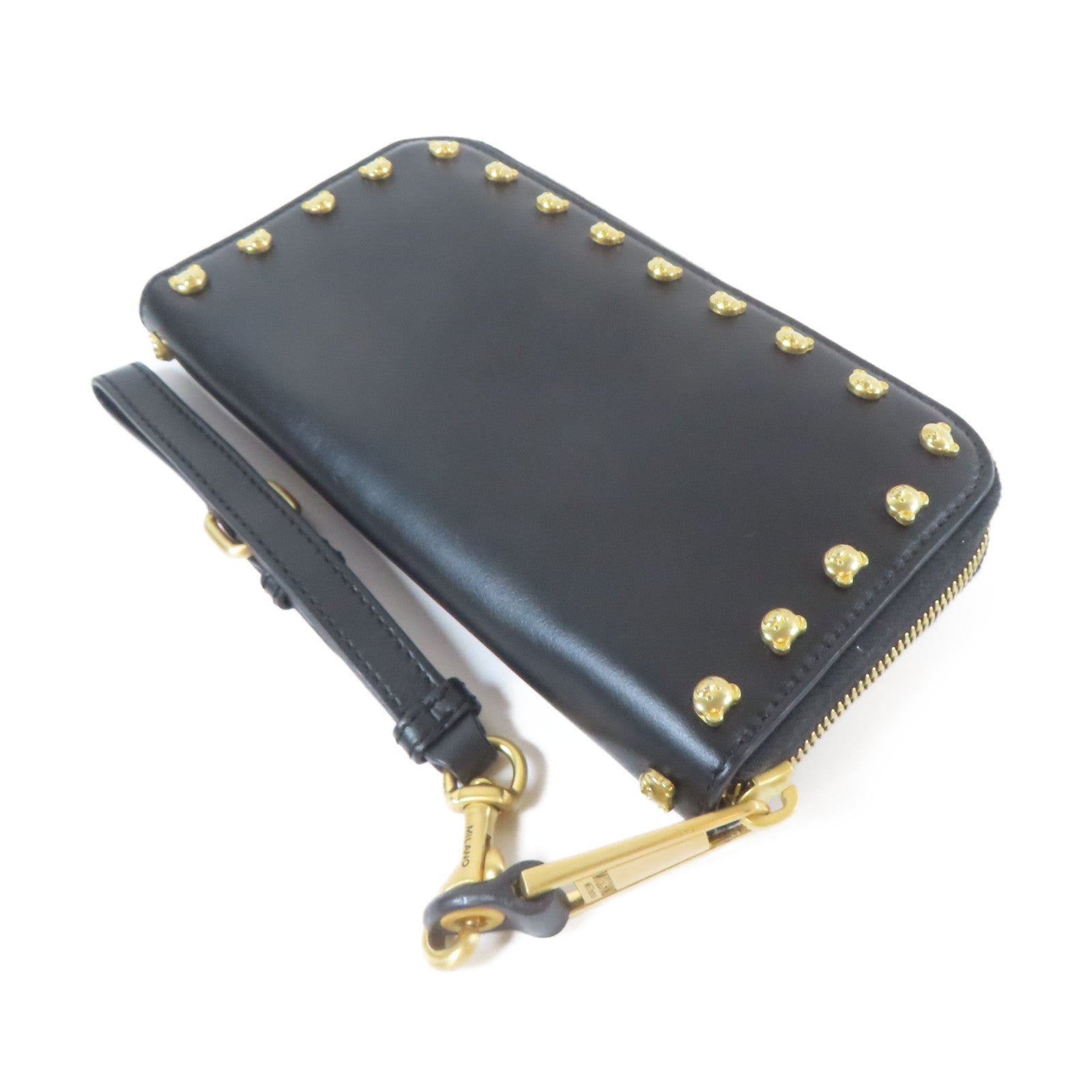 MOSCHINO 牛皮皮革Long wallet金扣長錢包黑色
