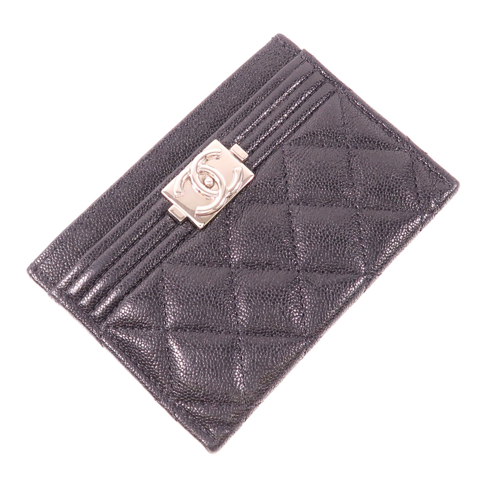 CHANEL 牛皮皮革Card Case銀扣卡片套