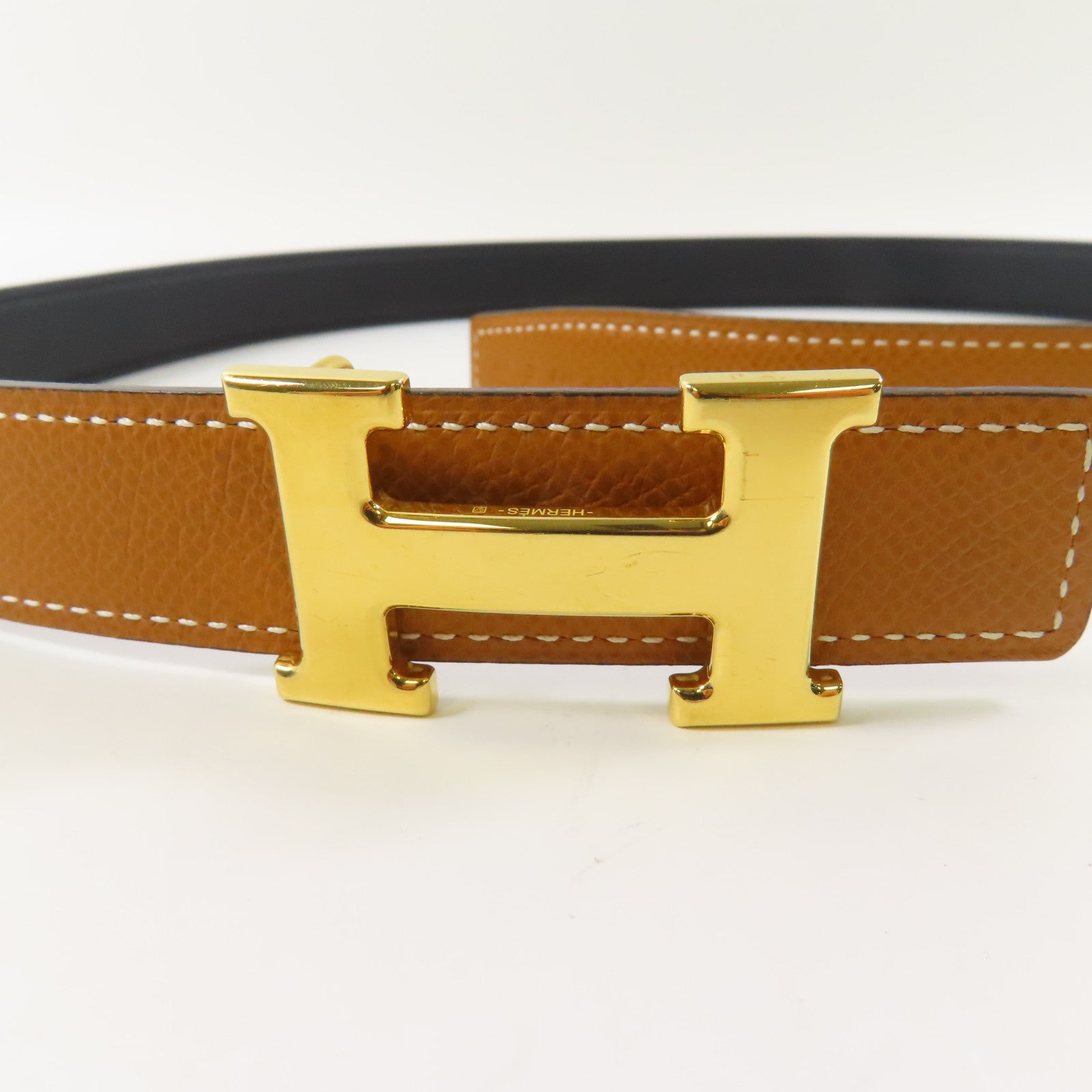 HERMES Epsom皮革H Belt金扣皮帶Gold
