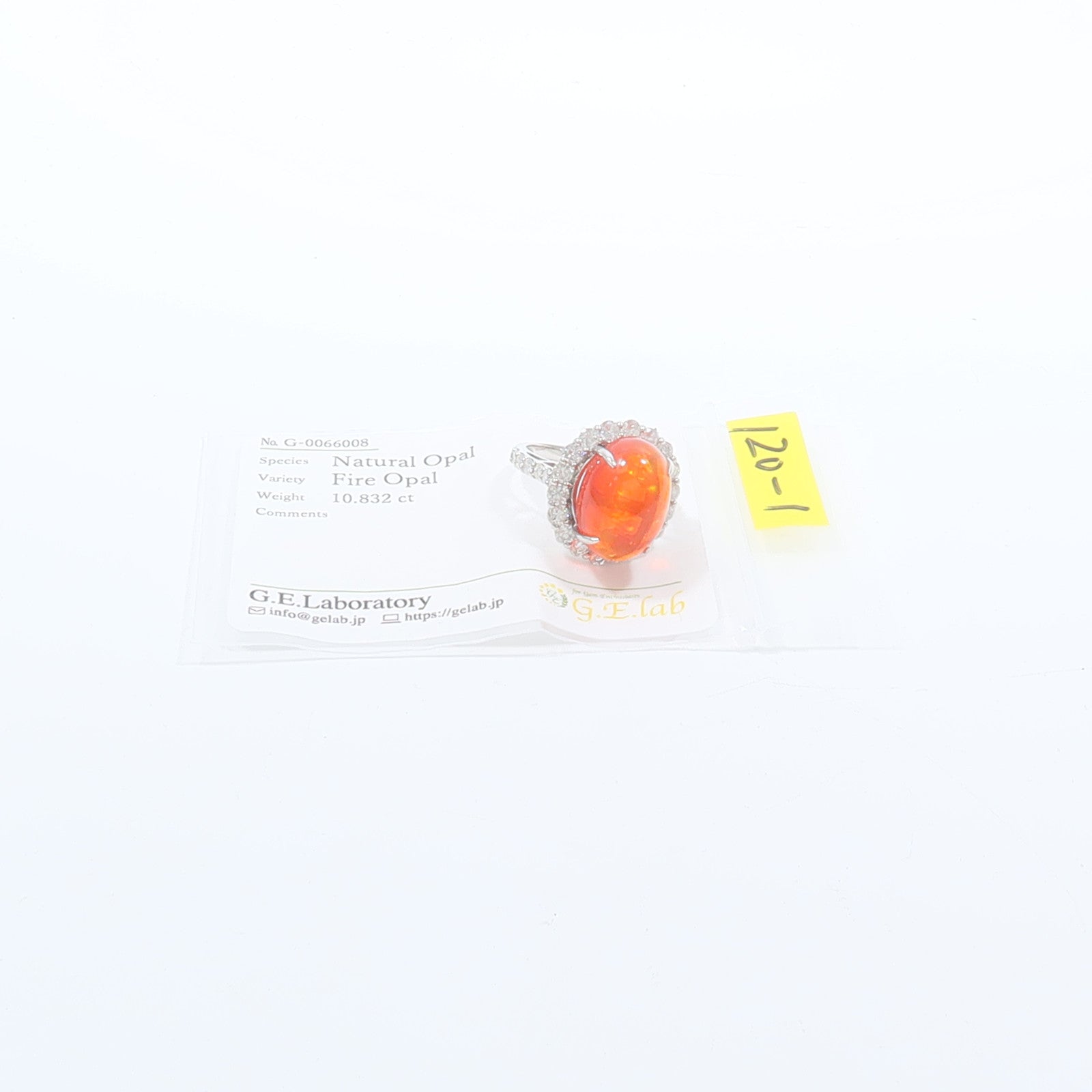 JEWELRY PT950鉑金Fire opal Diamond Ring火蛋白石/鑽石戒指