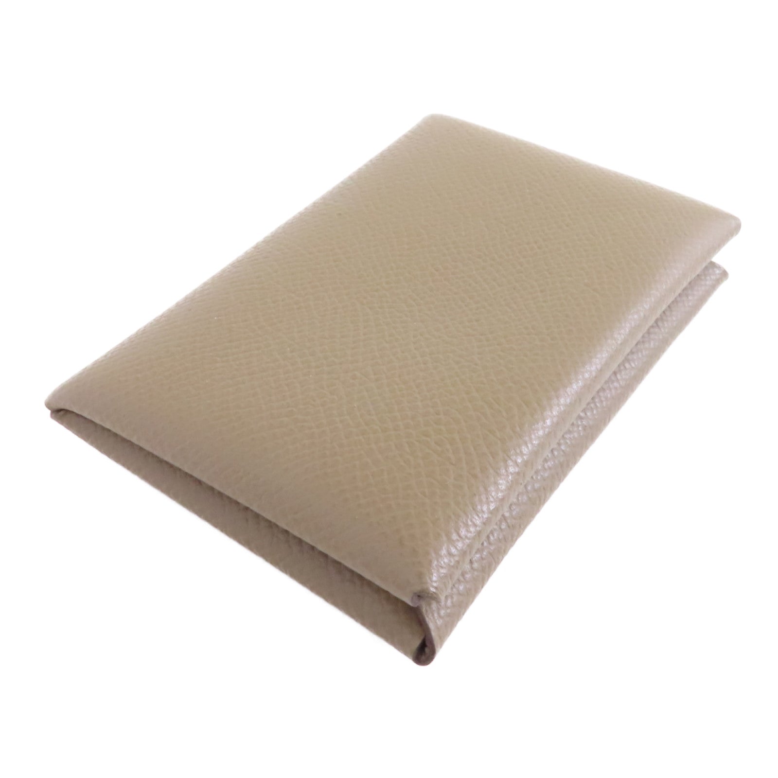 HERMES Epsom皮革Calvi Card Holder銀扣卡片套灰色