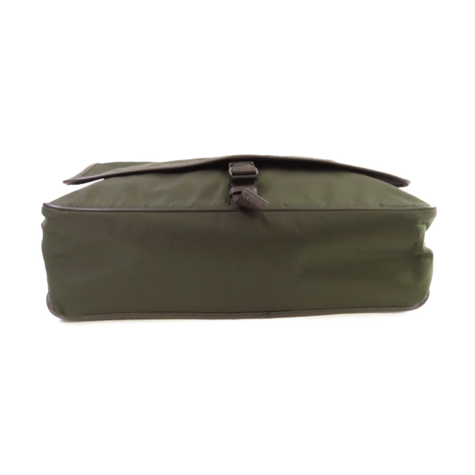 PRADA 尼龍Messenger Bag銀扣肩背袋軍綠色