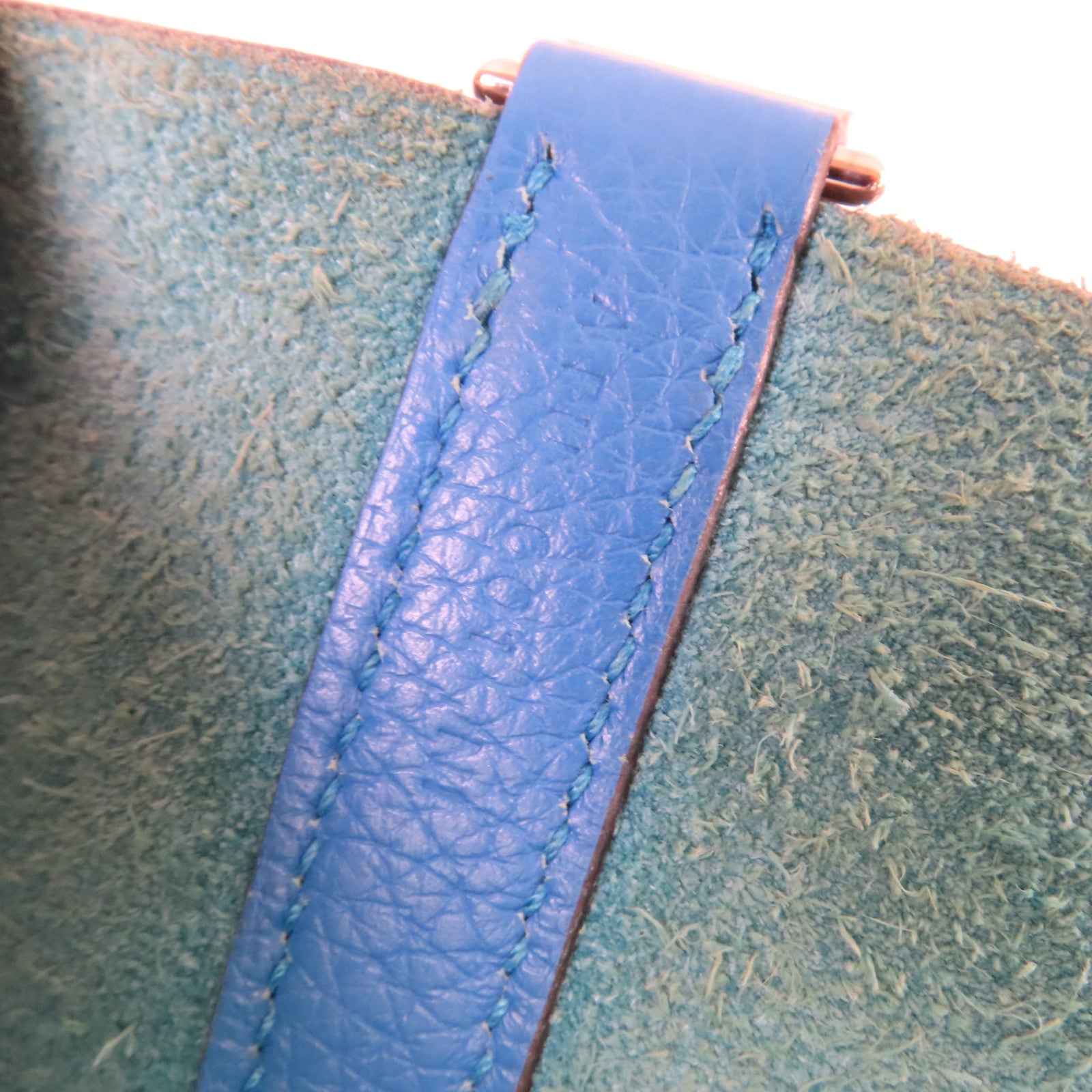 HERMES Clemence皮革Picotin MM Tote Bag銀扣手挽袋Bleu Zanzibar坦桑尼亞藍色