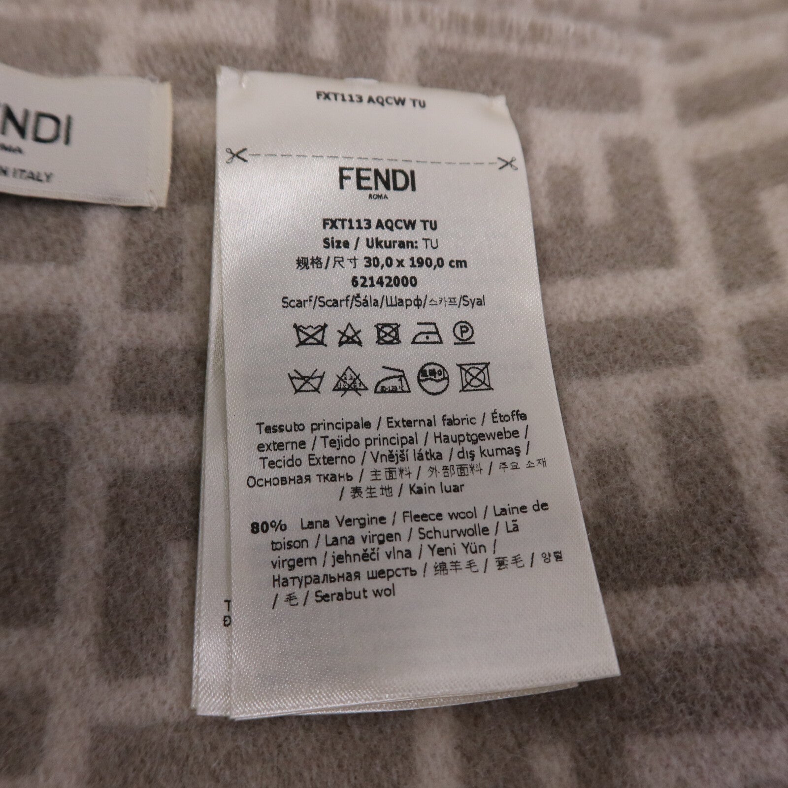 FENDI 羊毛FF Roma頸巾