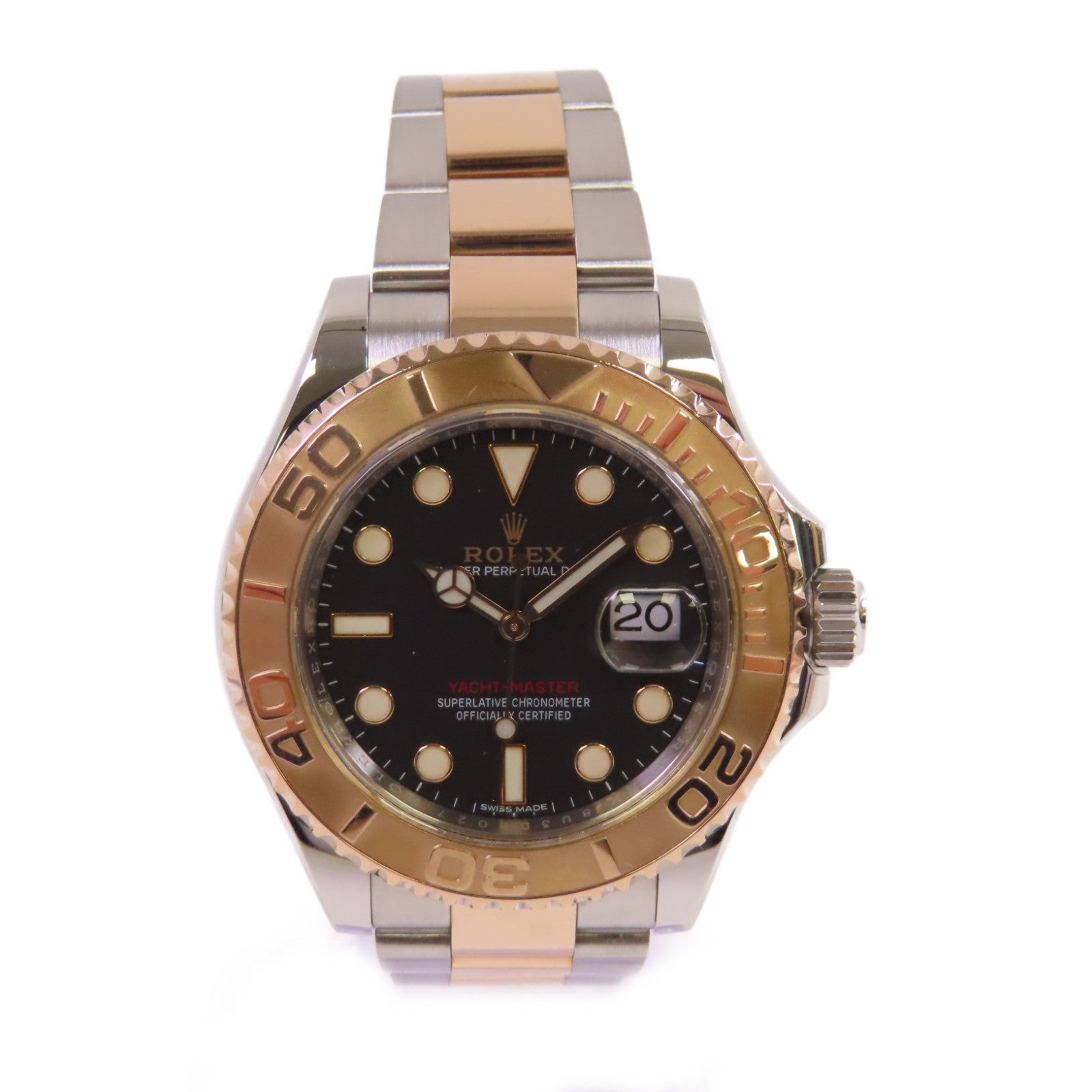 ROLEX Yacht Master Watch不鏽鋼/18K玫瑰金自動機芯手錶黑色