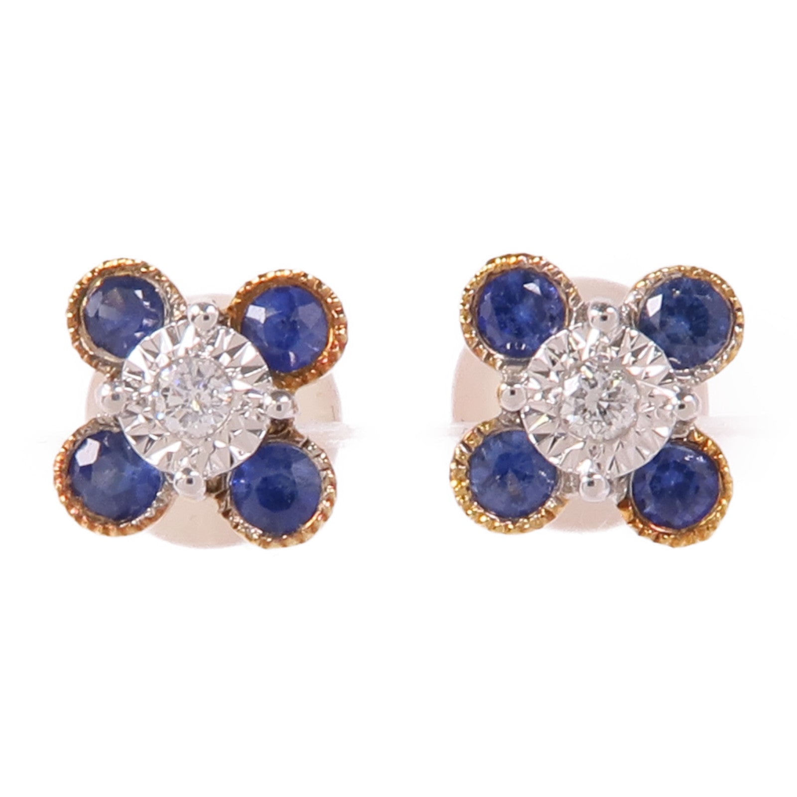 JEWELRY 【激減優惠】18K黃金Sapphire/Diamond Earrings藍寶石/鑽石耳環