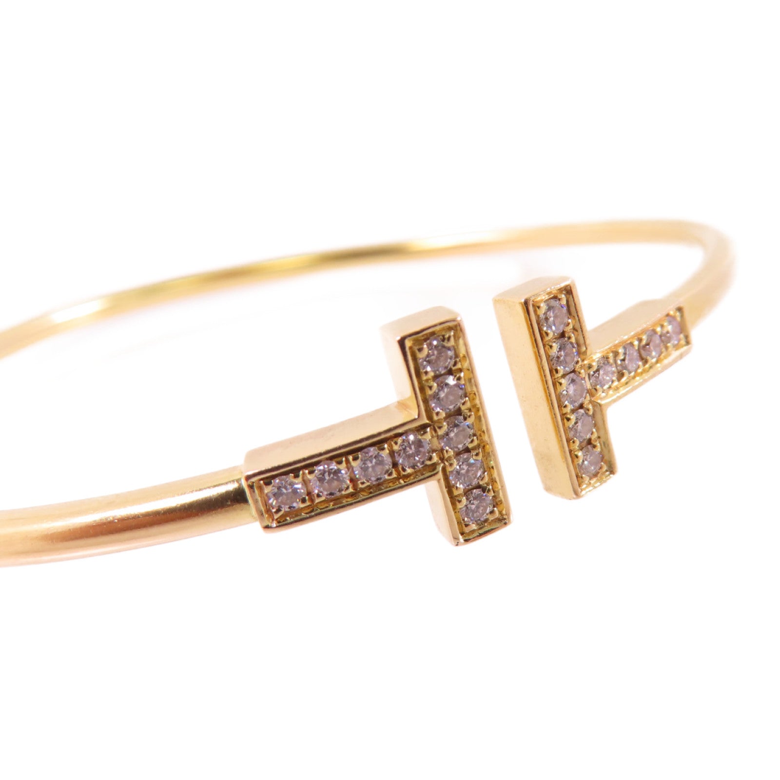 TIFFANY＆CO 18K玫瑰金/鑽石T Wire Diamond Bracelet手鏈