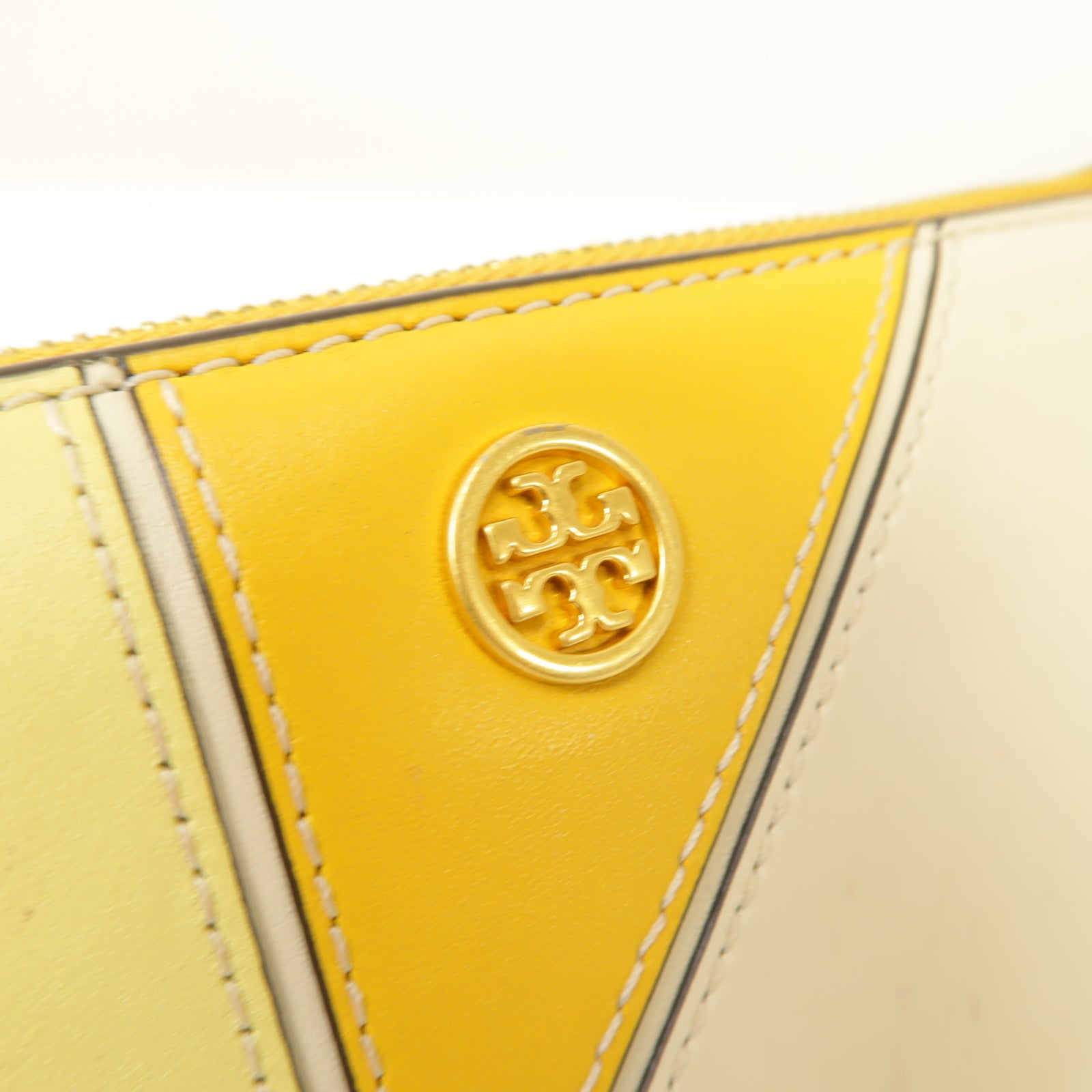 Tory Burch 【激減優惠】牛皮皮革Wallet金扣長錢包黃色