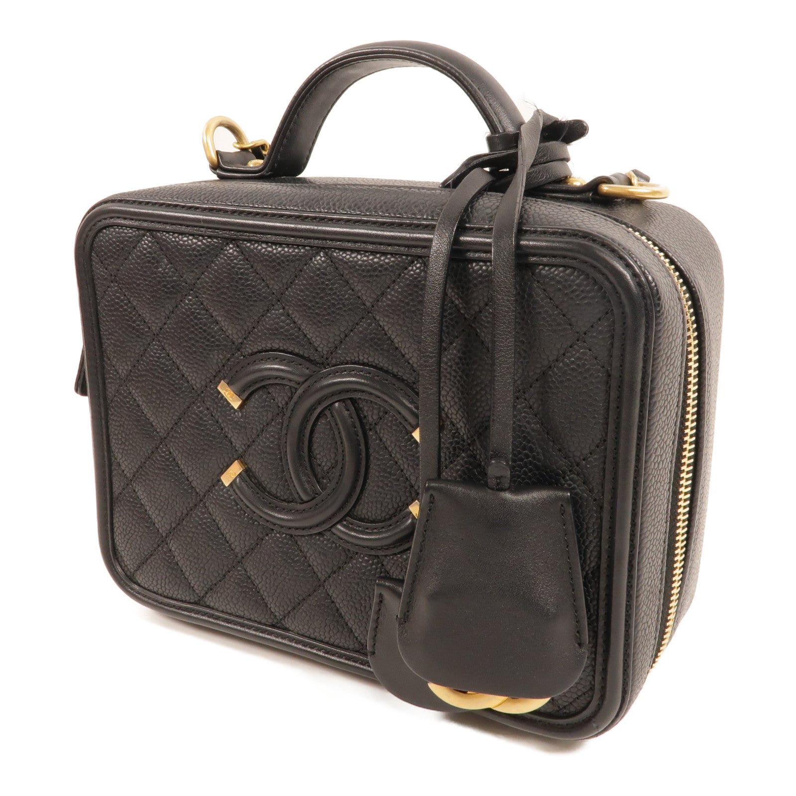 CHANEL 牛皮皮革Filigree Vanity Case手挽肩背兩用袋