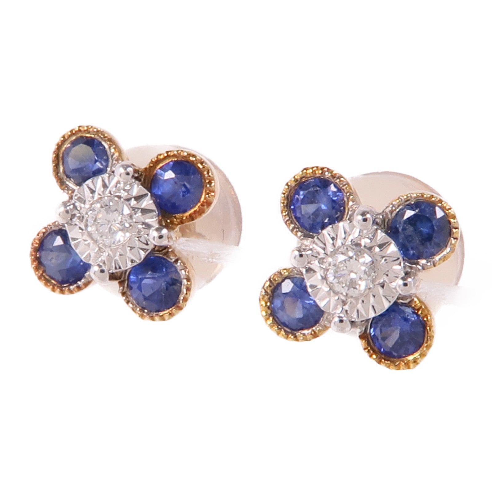 JEWELRY 【激減優惠】18K黃金Sapphire/Diamond Earrings藍寶石/鑽石耳環
