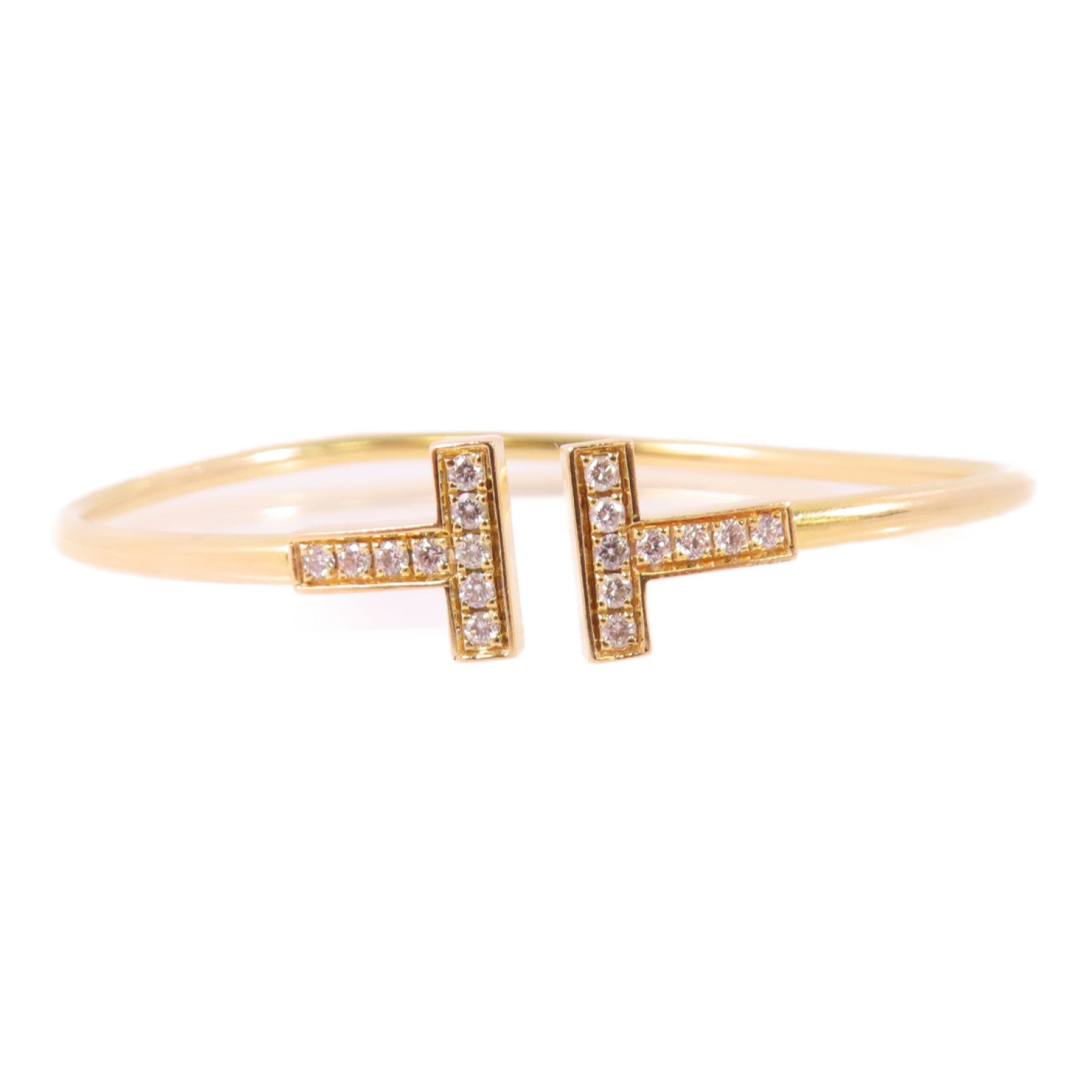 TIFFANY＆CO 18K玫瑰金/鑽石T Wire Diamond Bracelet手鏈