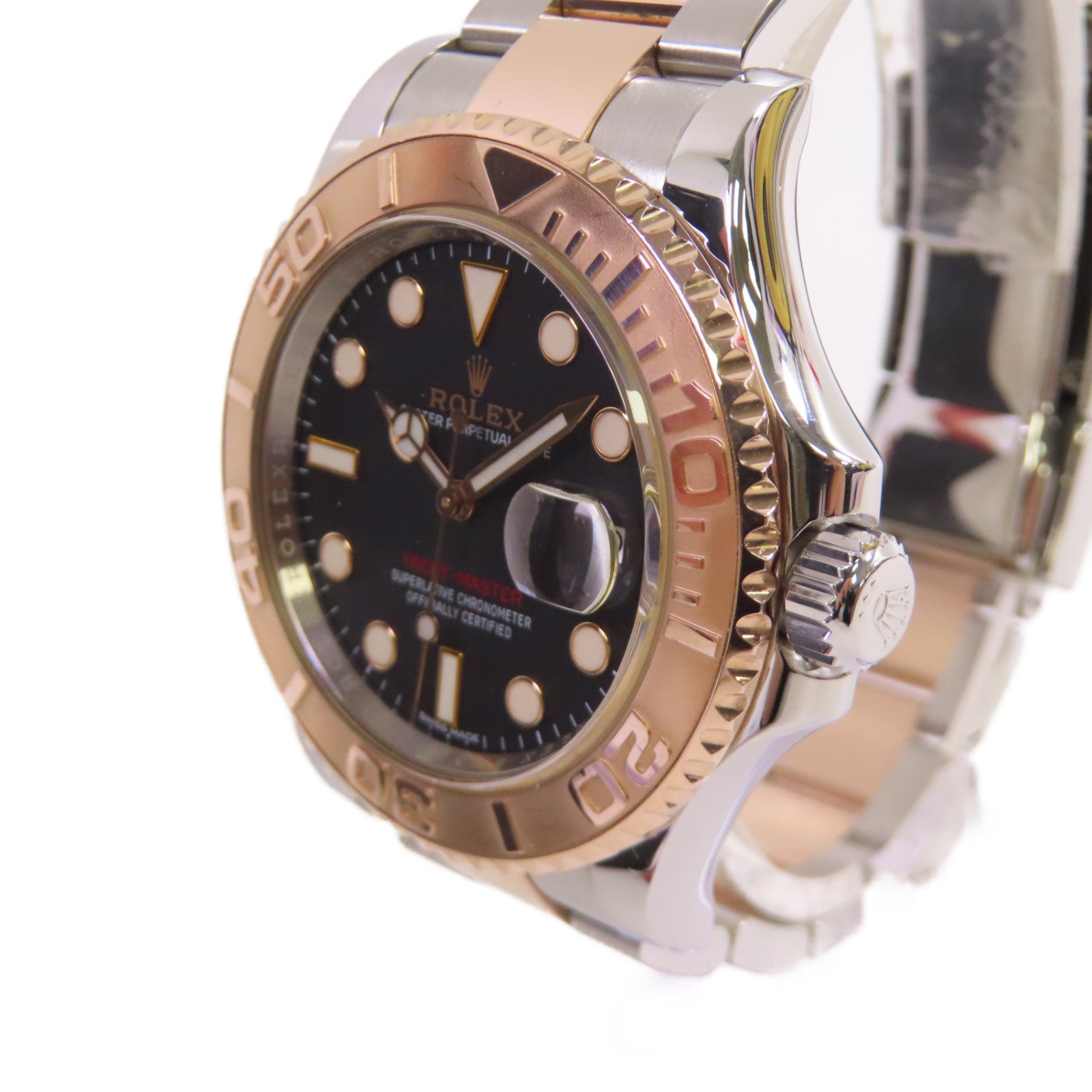 ROLEX Yacht Master Watch不鏽鋼/18K玫瑰金自動機芯手錶黑色
