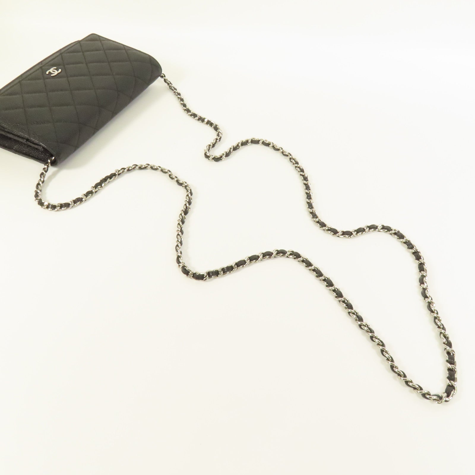 CHANEL 牛皮皮革WOC Wallet On Chain銀扣鏈帶肩背袋