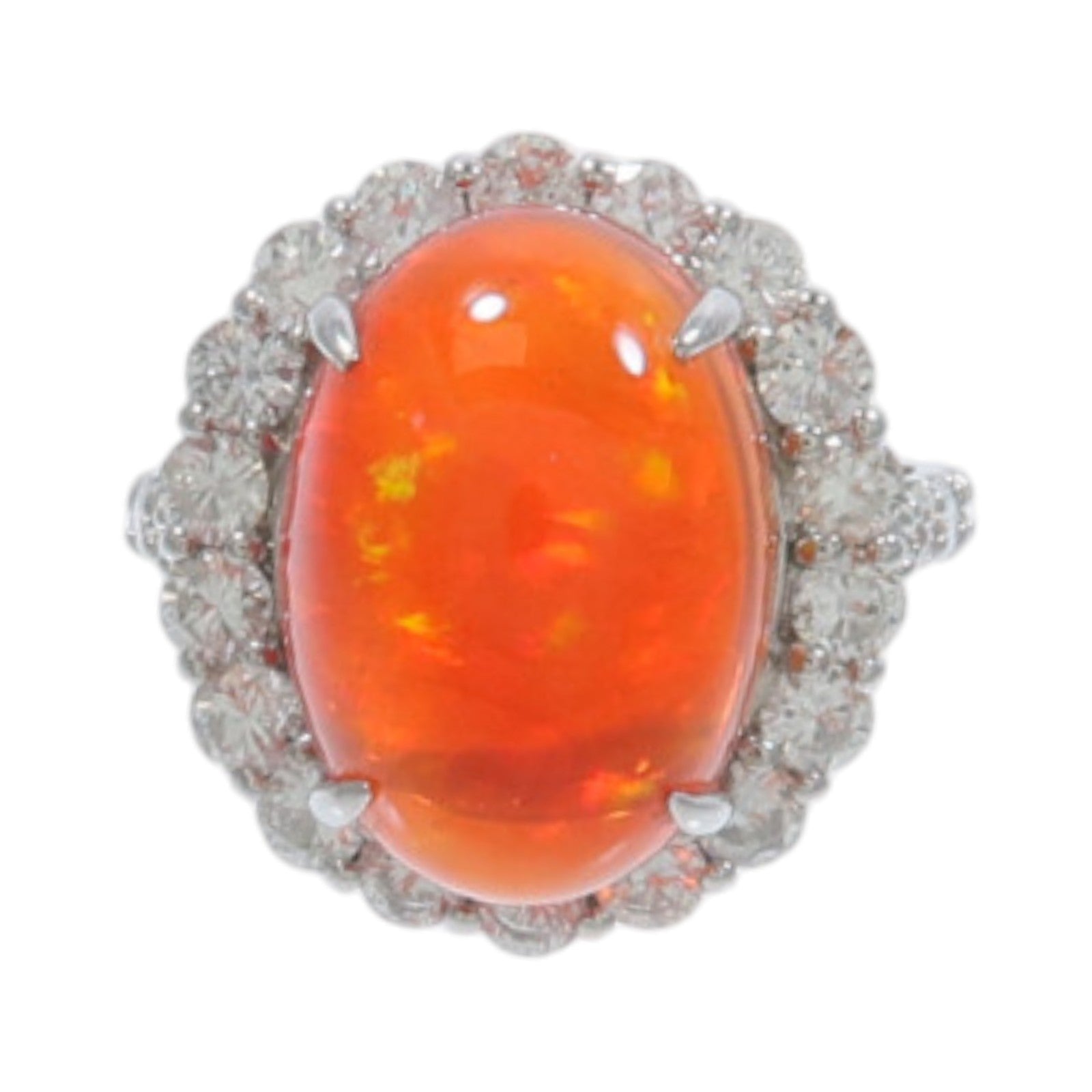 JEWELRY PT950鉑金Fire opal Diamond Ring火蛋白石/鑽石戒指