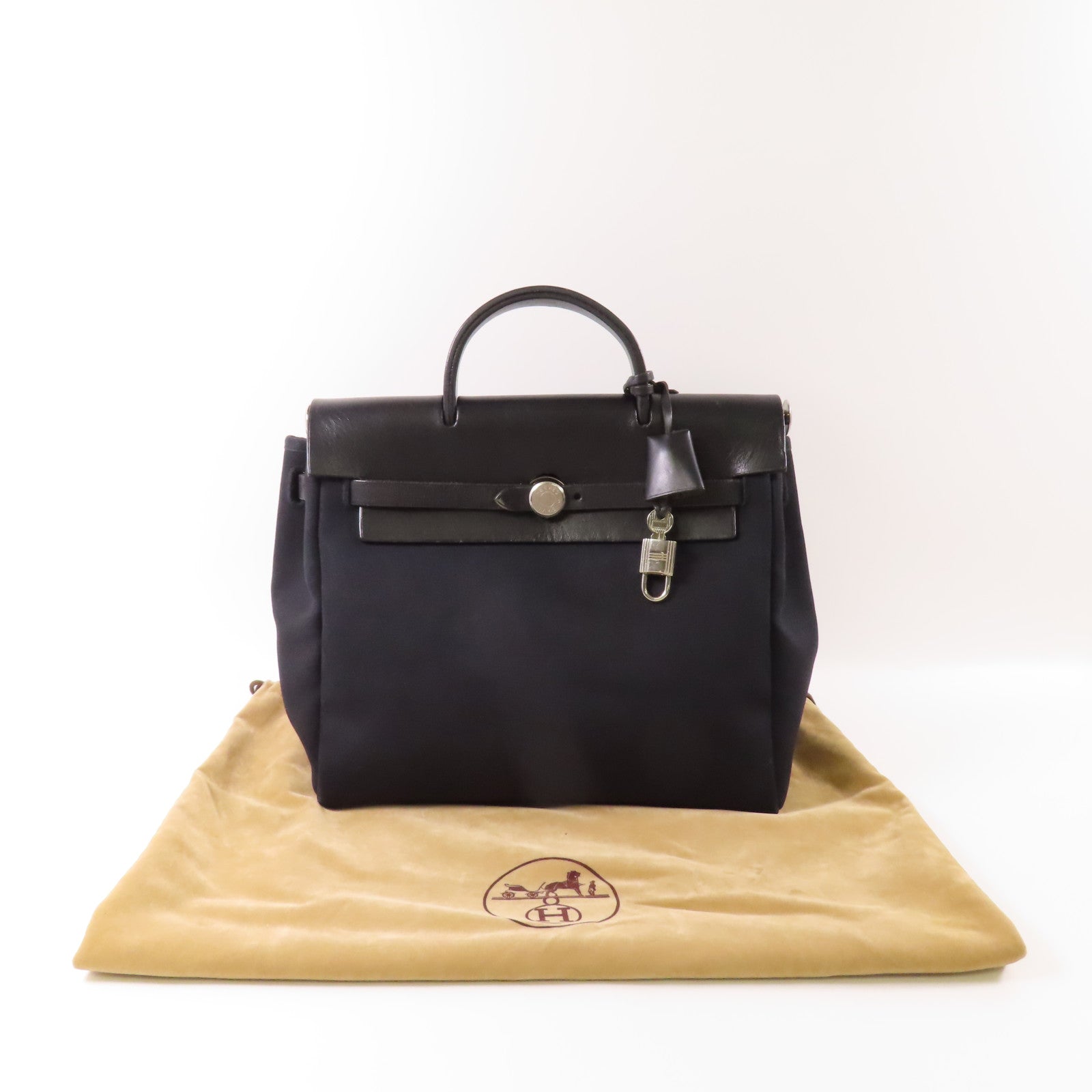 HERMES 帆布Herbag Backpack銀扣背包/手挽袋
