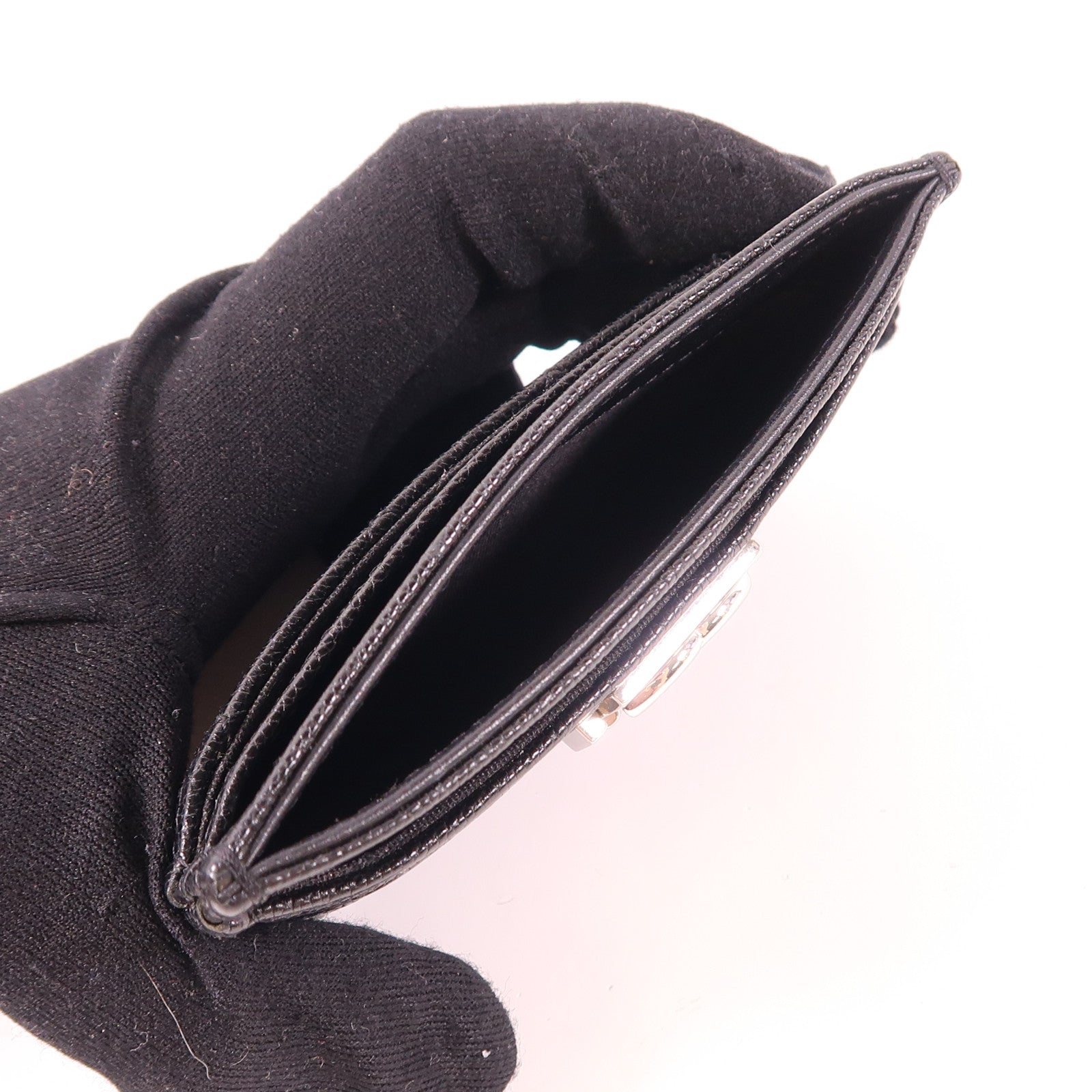 CHANEL 牛皮皮革Card Case銀扣卡片套