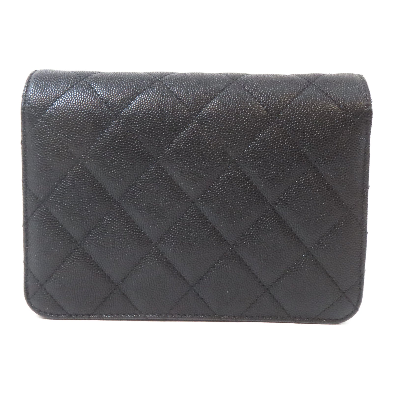 CHANEL 菱格牛皮皮革Chain Flap Bag金扣鏈帶肩背袋黑色