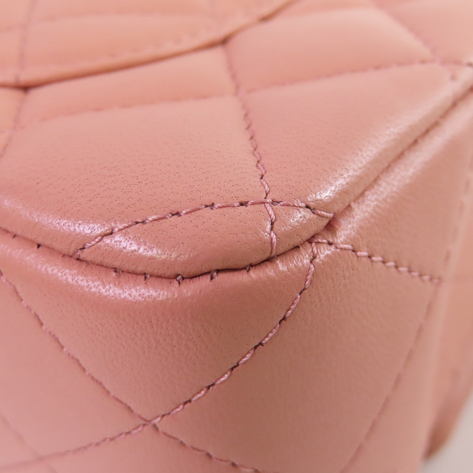 CHANEL 【激減優惠】菱格牛皮皮革Mini Flap Bag With Handle 2Way Shoulder Bag金扣鏈帶手挽肩背兩用袋粉紅色