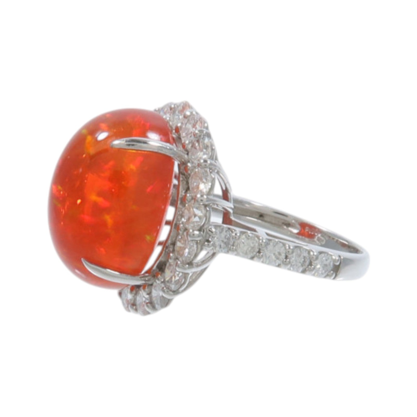 JEWELRY PT950鉑金Fire opal Diamond Ring火蛋白石/鑽石戒指