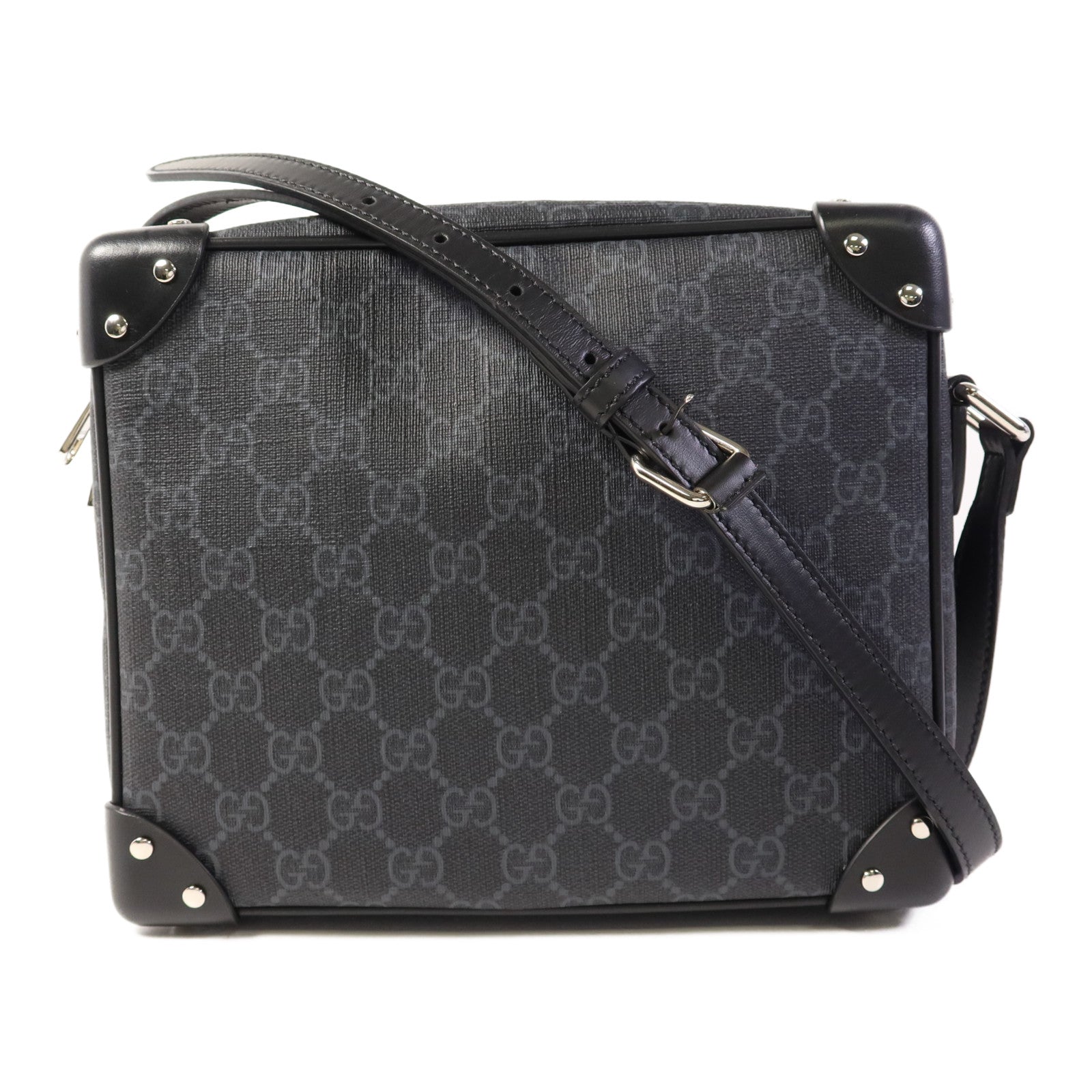 GUCCI 塗層帆布Shoulder Bag銀扣肩背袋