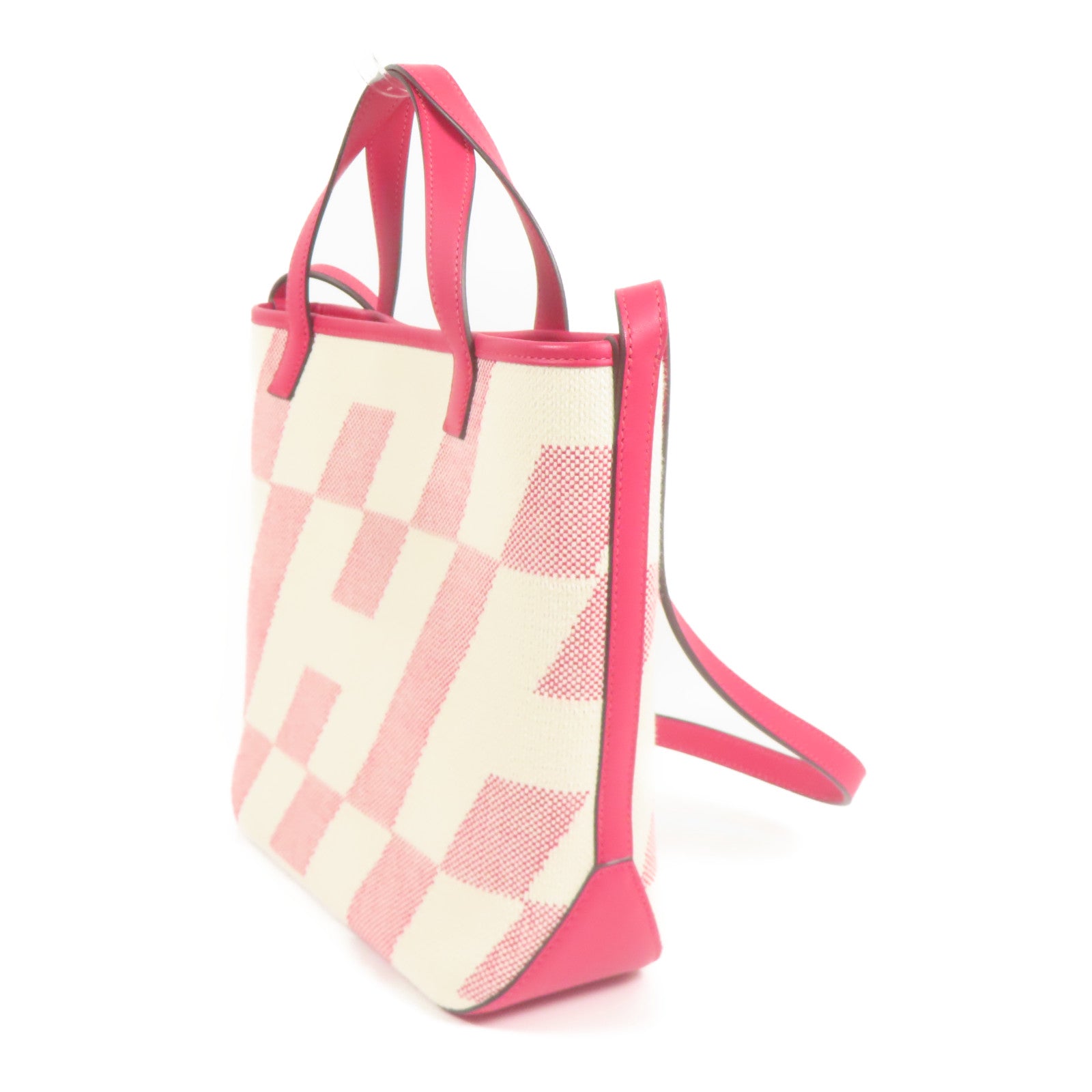 HERMES 帆布Cabas H En Biais 27手挽肩背兩用袋Rose Shocking