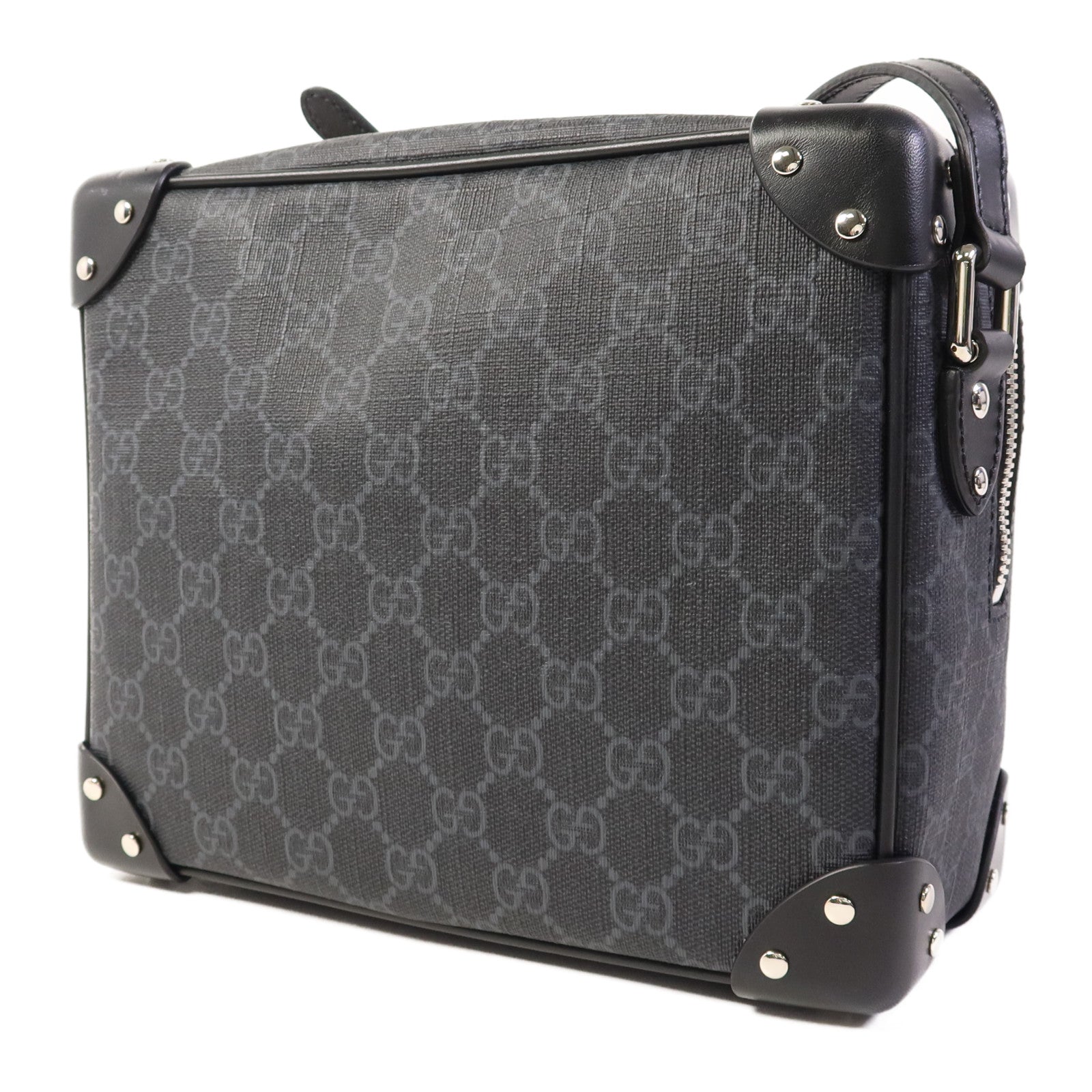 GUCCI 塗層帆布Shoulder Bag銀扣肩背袋