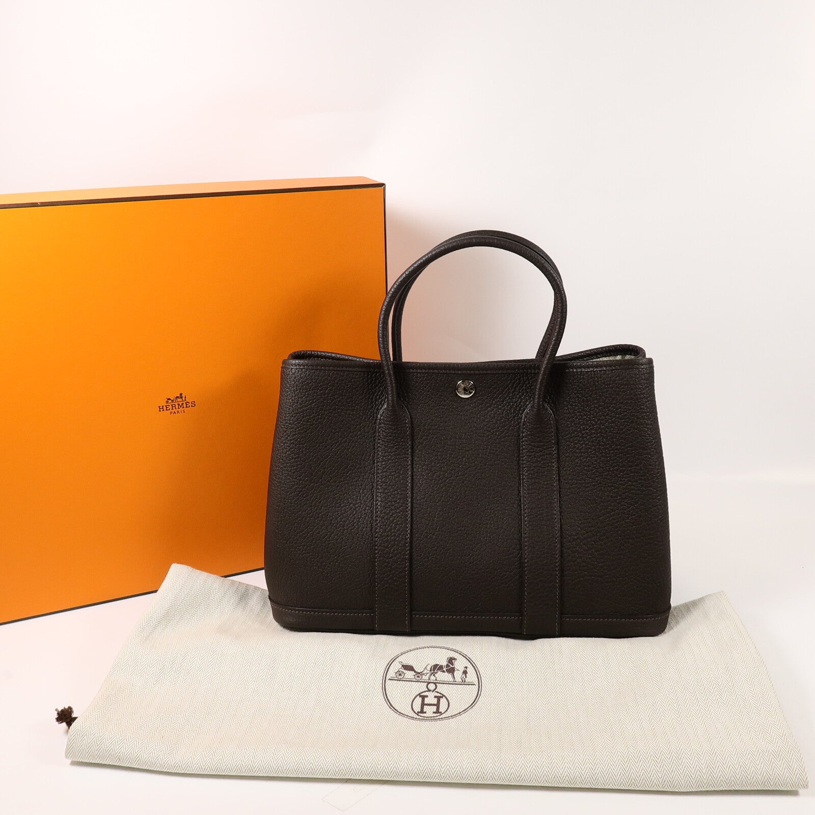 HERMES Negonda皮革Garden Party TPM手挽袋Ebene